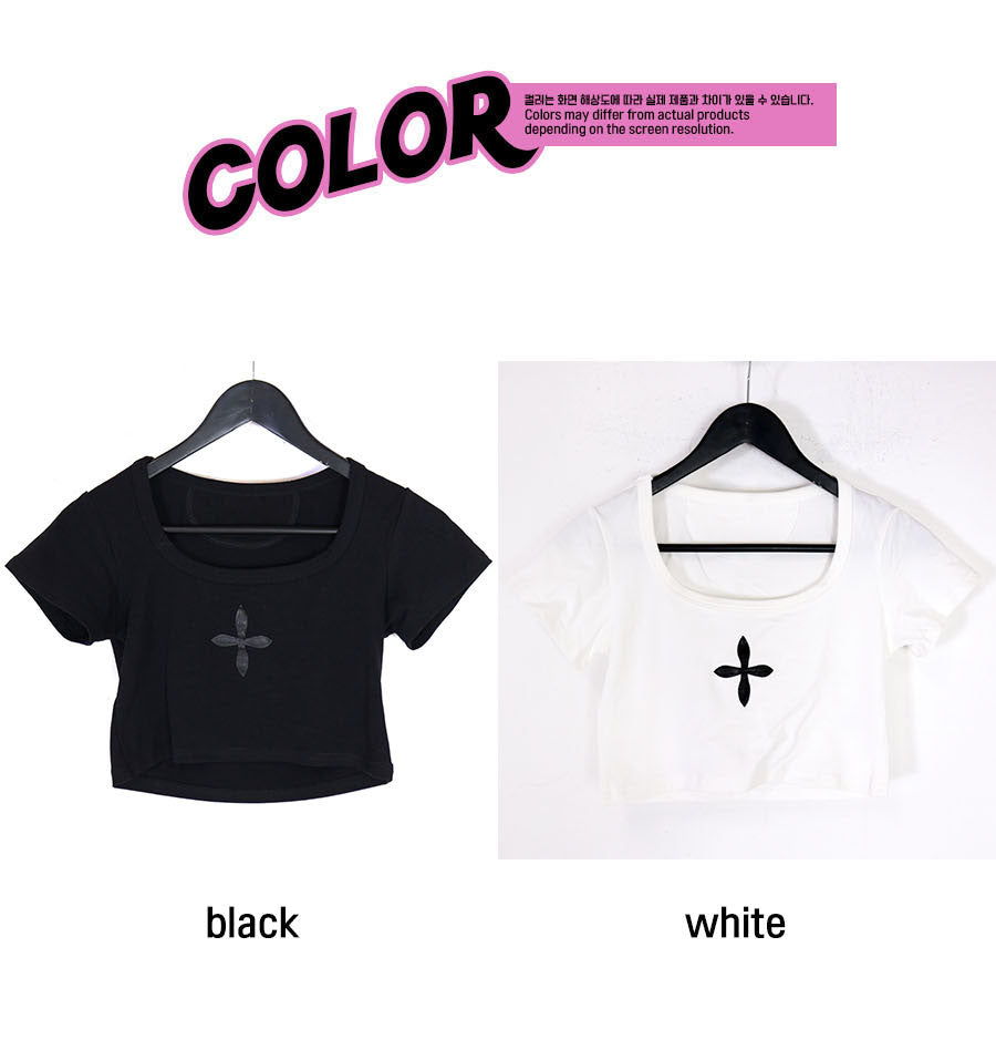 cross crop tight T (2 color)