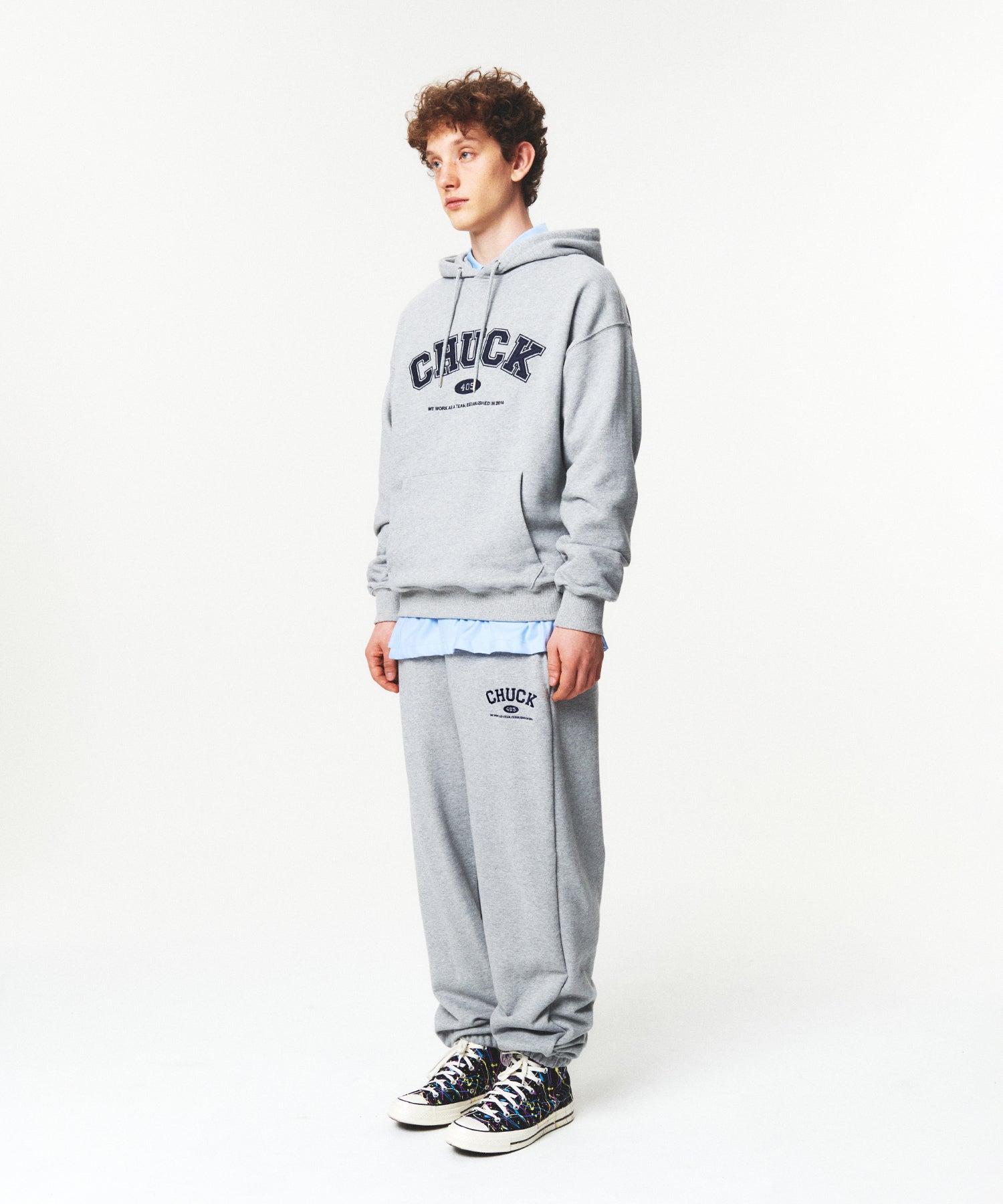 CHUCK スモールアーチロゴジョガーパンツ / CHUCK SMALL ARCH LOGO JOGGER PANTS (GRAY)