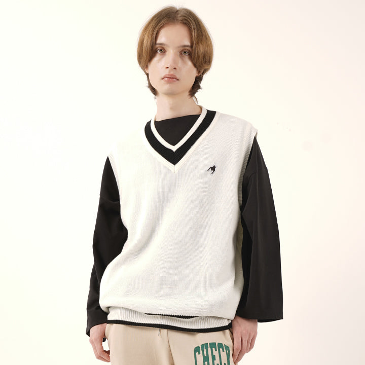 LOGO KNIT VEST (WHITE)