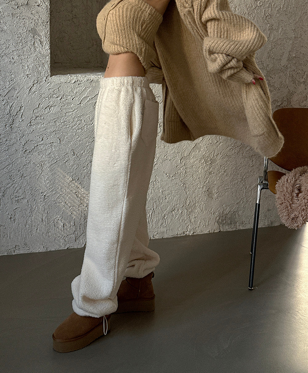 soft wool string jogger wide pants