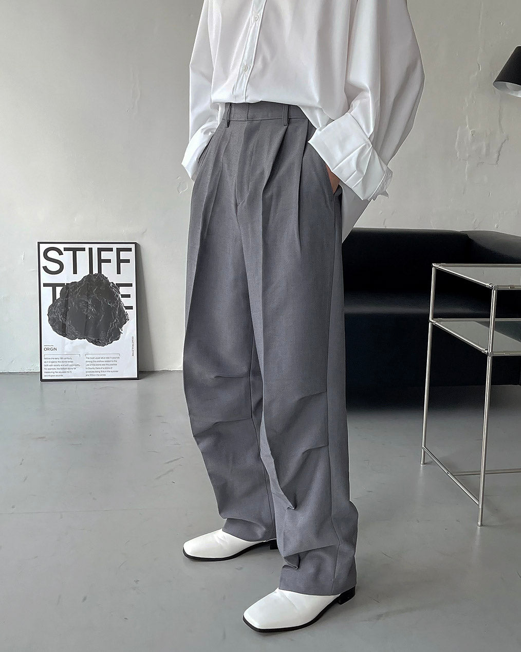 サイドジップワイドスラックスパンツ / SIDE ZIP WIDE SLACKS – 60 