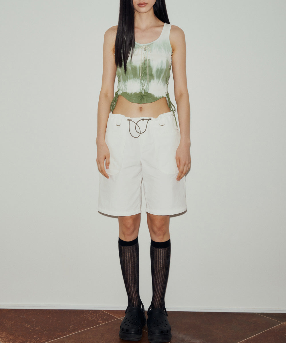 DYED LACE-UP SLEEVELESS (GREEN)