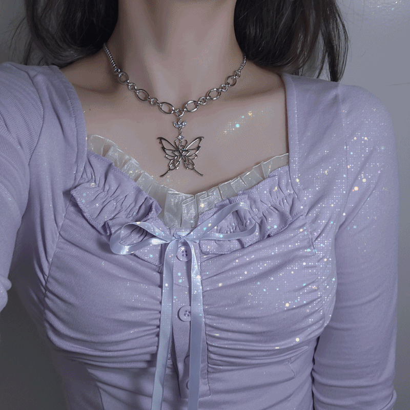 Princess Butterfly Chain Semi Choker Necklace