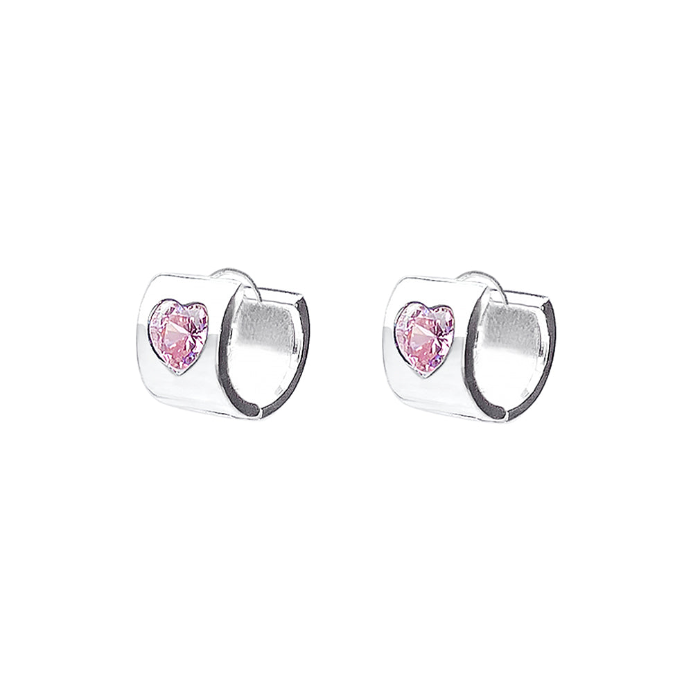 [SILVER 925] HEART CUBIC ZIRCONIA ONETOUCH EARRING