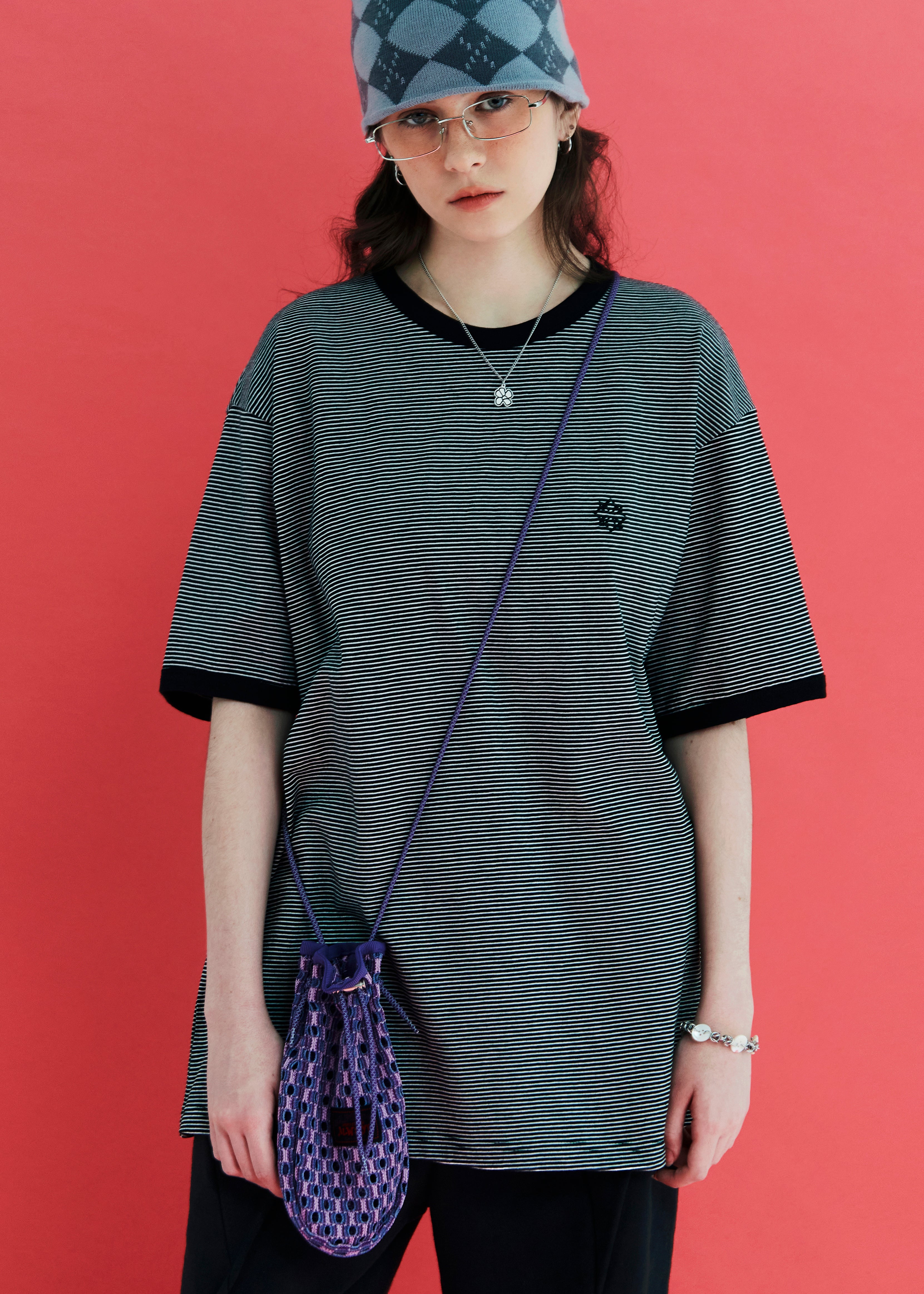 SYMBOL STRIPE T SHIRT / BLACK