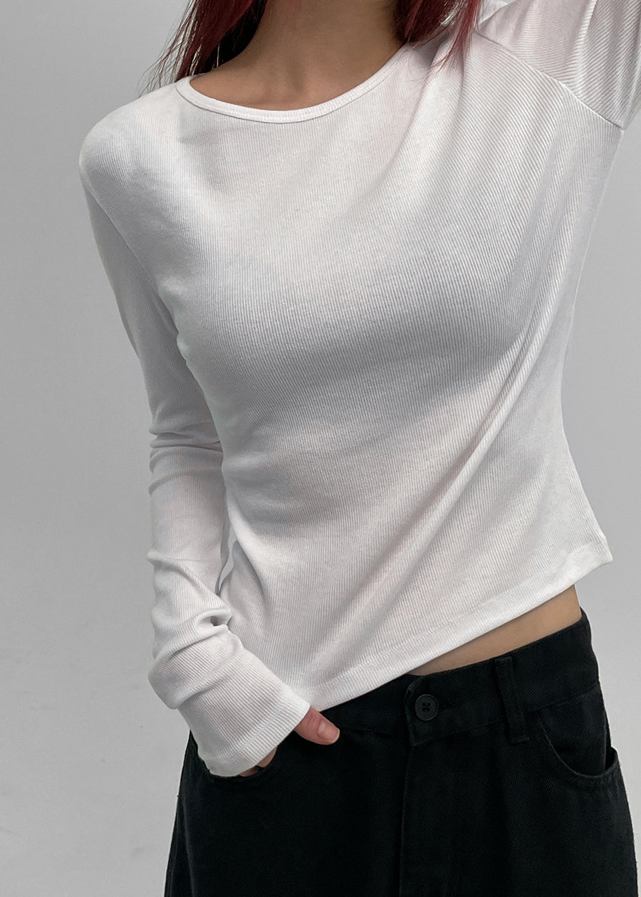 [MADE] Ameln Round Ribbed Long Sleeve T-Shirt