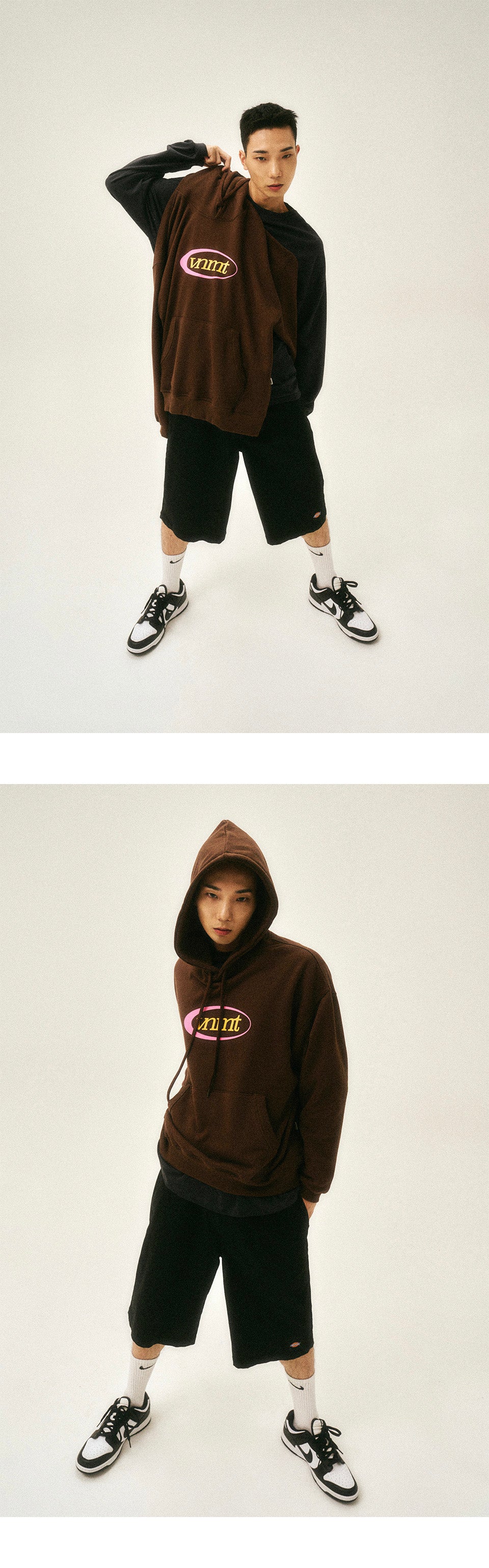 Sport logo oversize hoody_brown