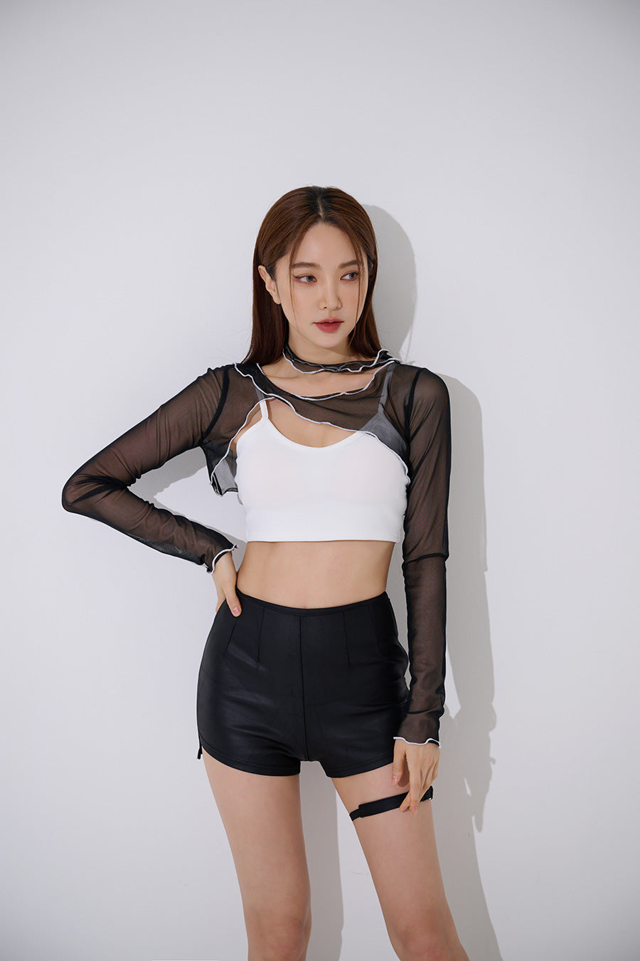 TOP(9370) Choker See-through Crop