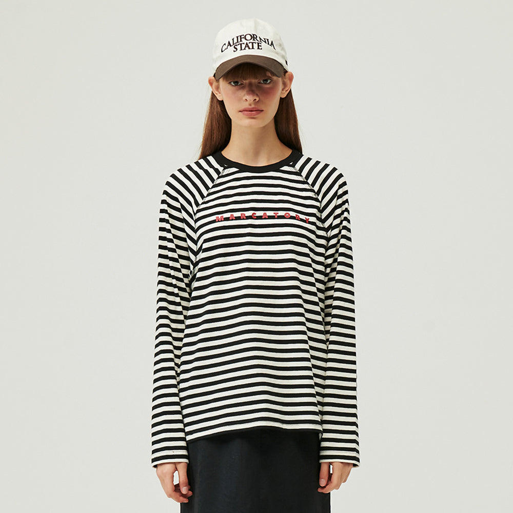 STRIPE RAGLAN LOGO LONG SLEEVE (BLACK)