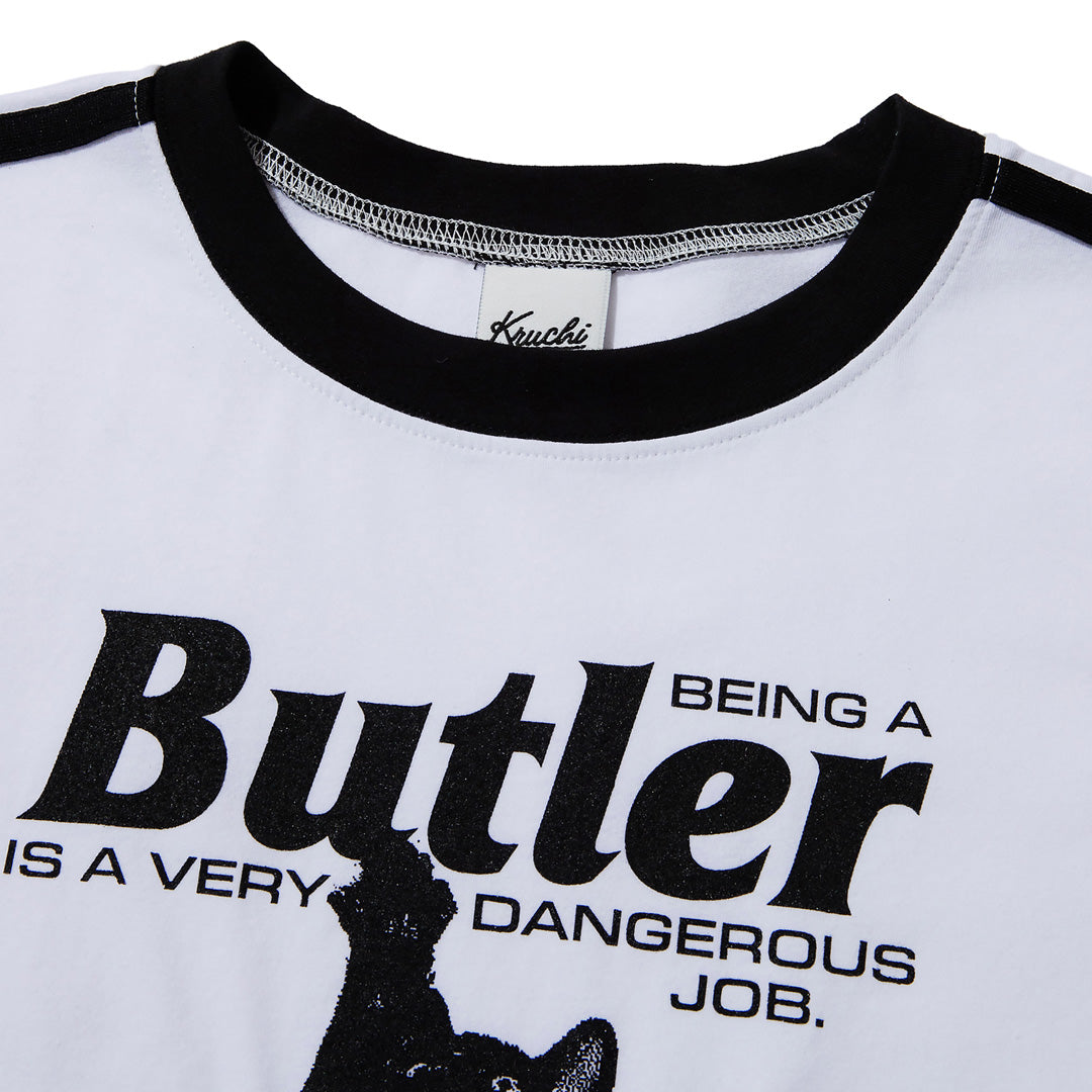 CAT BUTLER CROP T-SHIRT (WHITE)