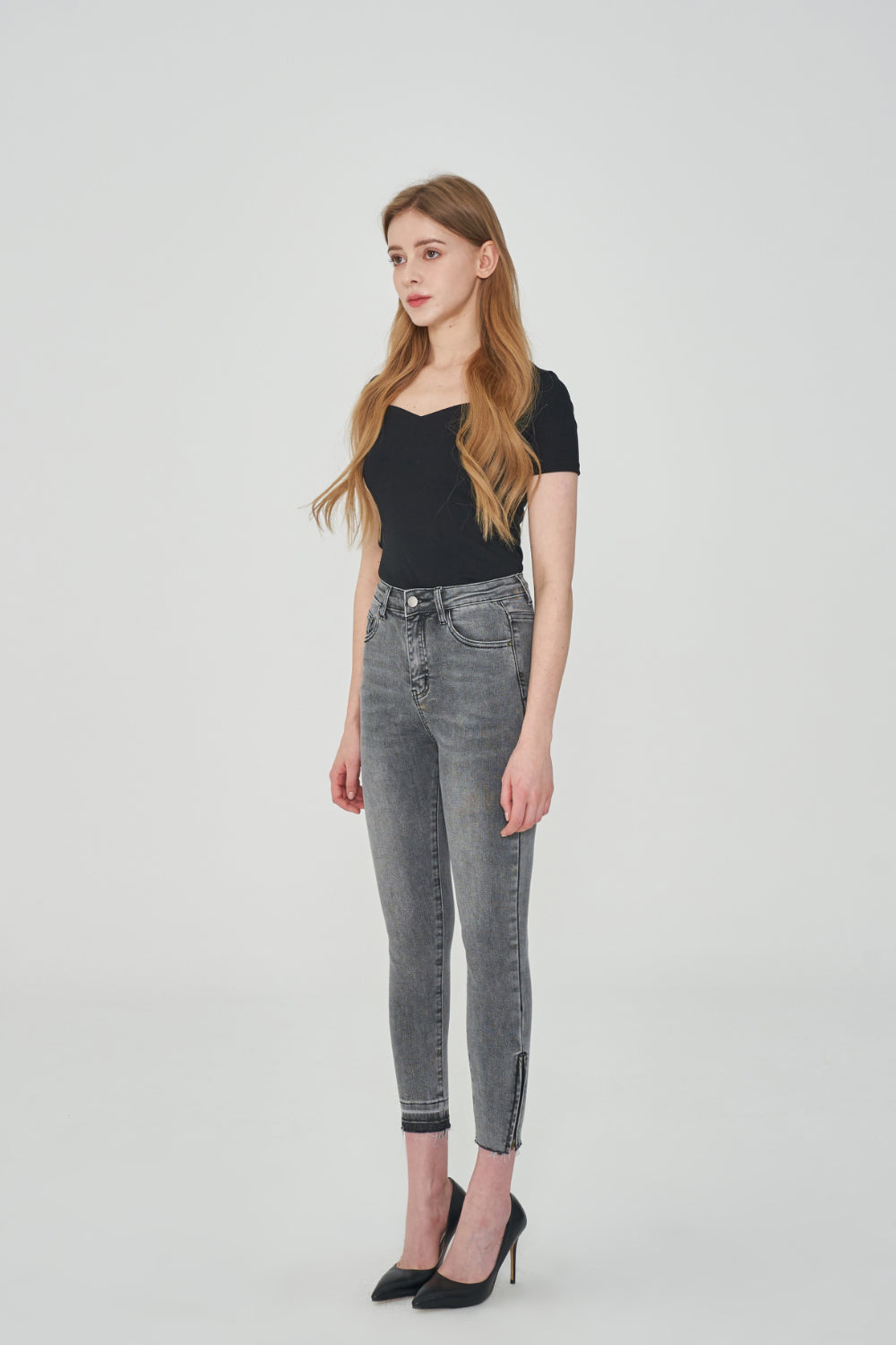 GRAY SKINNY JEAN [6860]