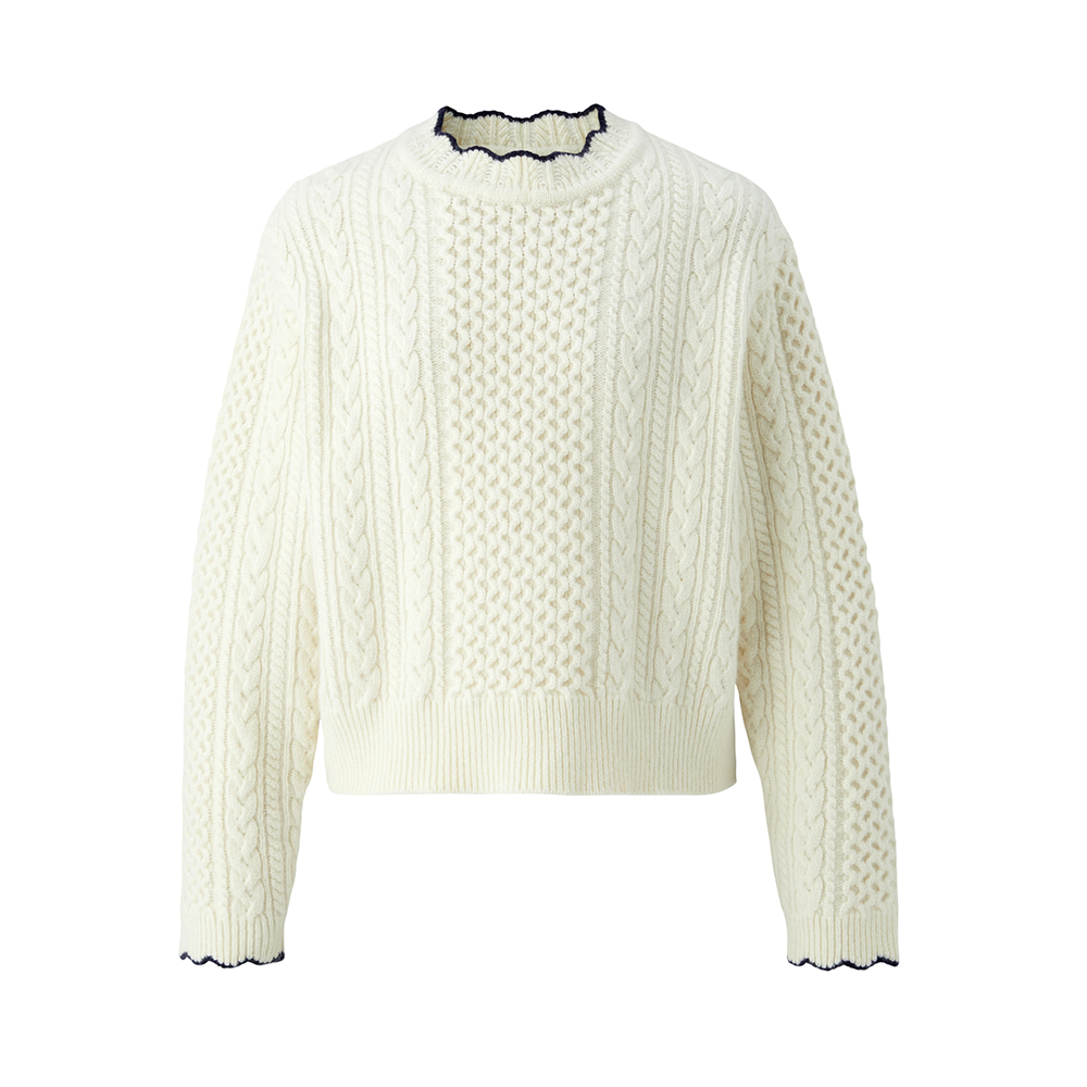 Wave cable round knit - Ivory