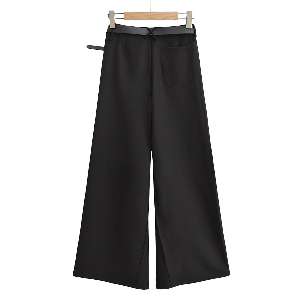 Belted semi bootcut slacks