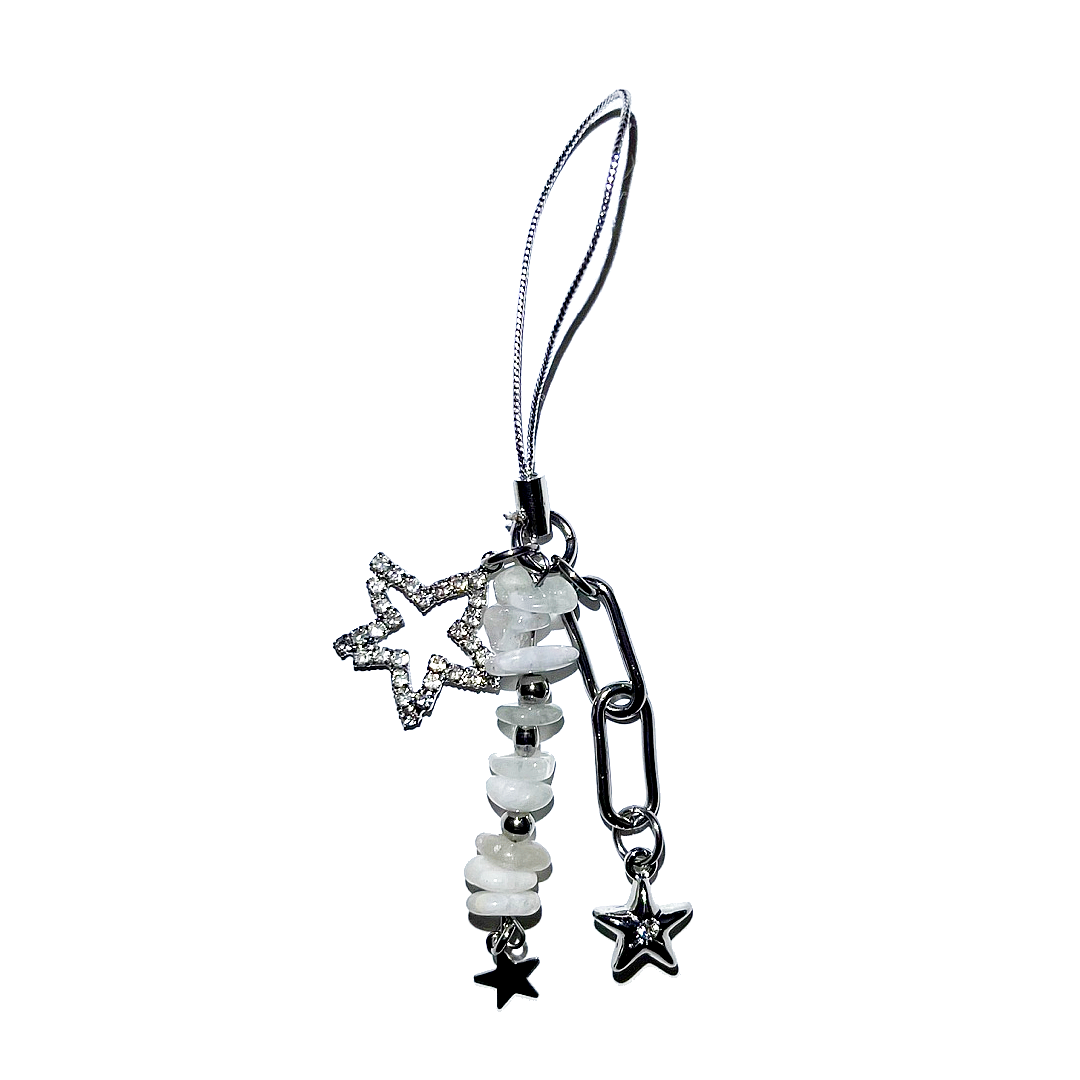 Silver three star cellphone strap