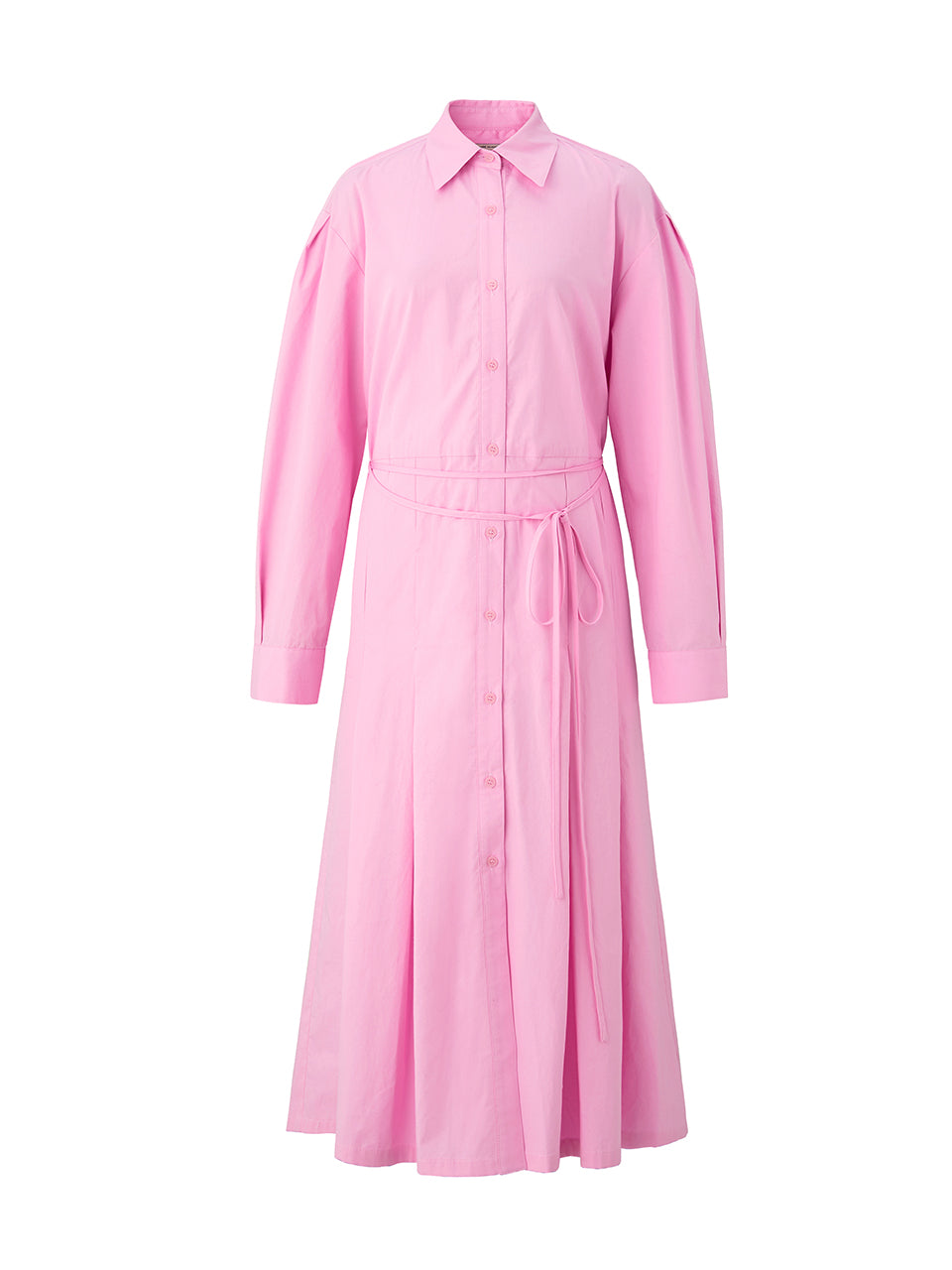 Volume sleeve cotton shirts dress - Pink