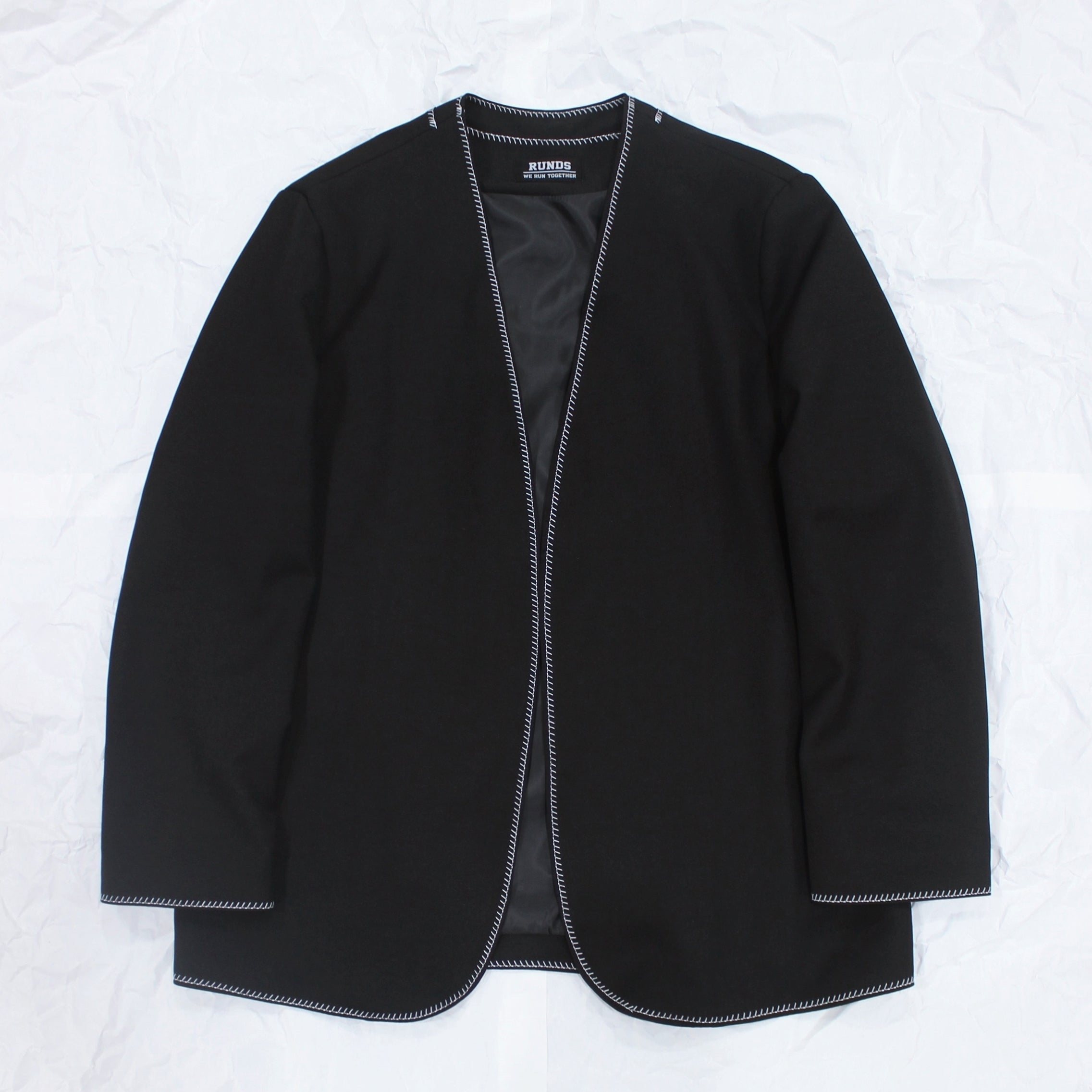 stitch collarless blazer