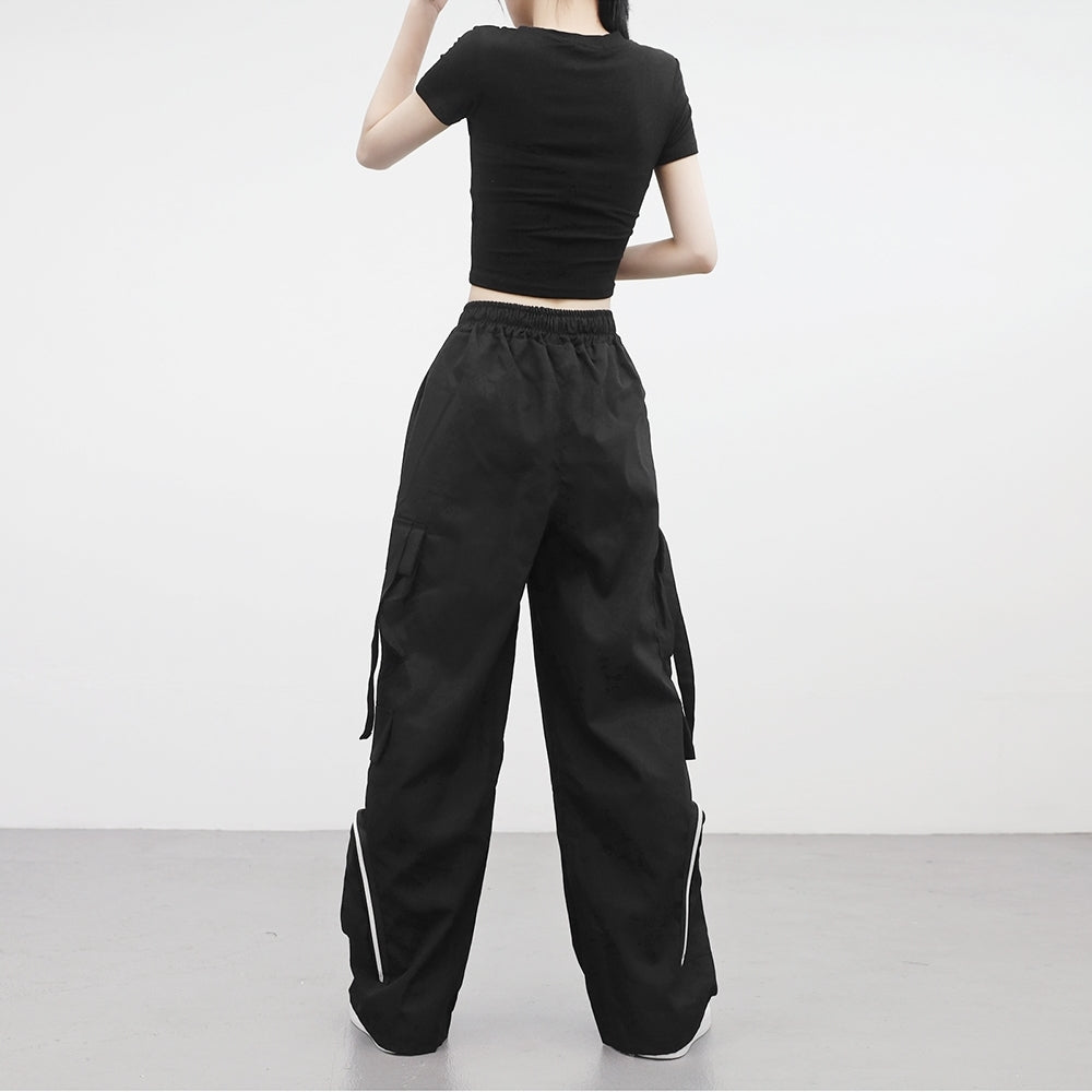 Utto Zipper Cargo Wide Pants