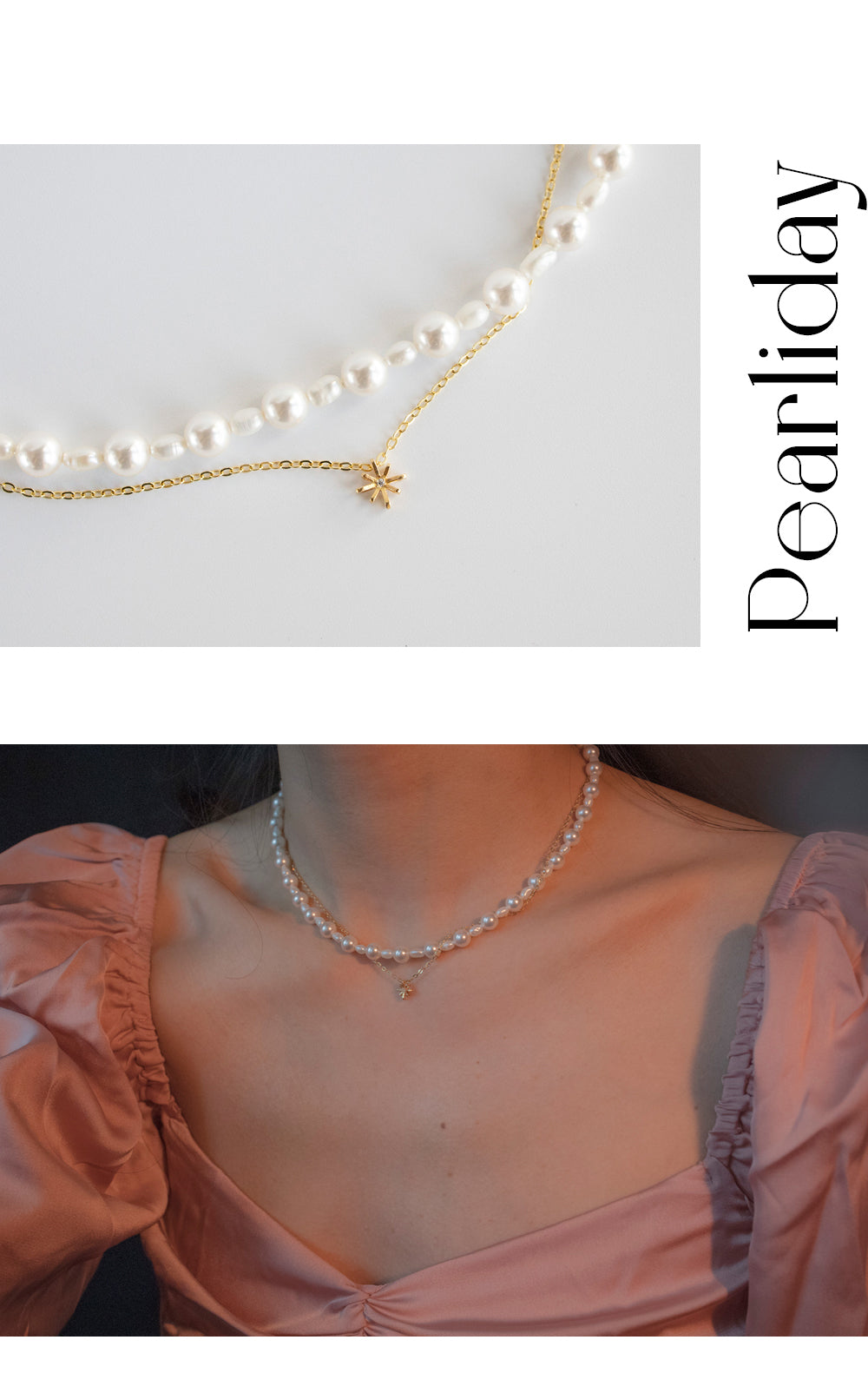 [Penthouse-Hanjihyun] Little star and pearl layered necklace