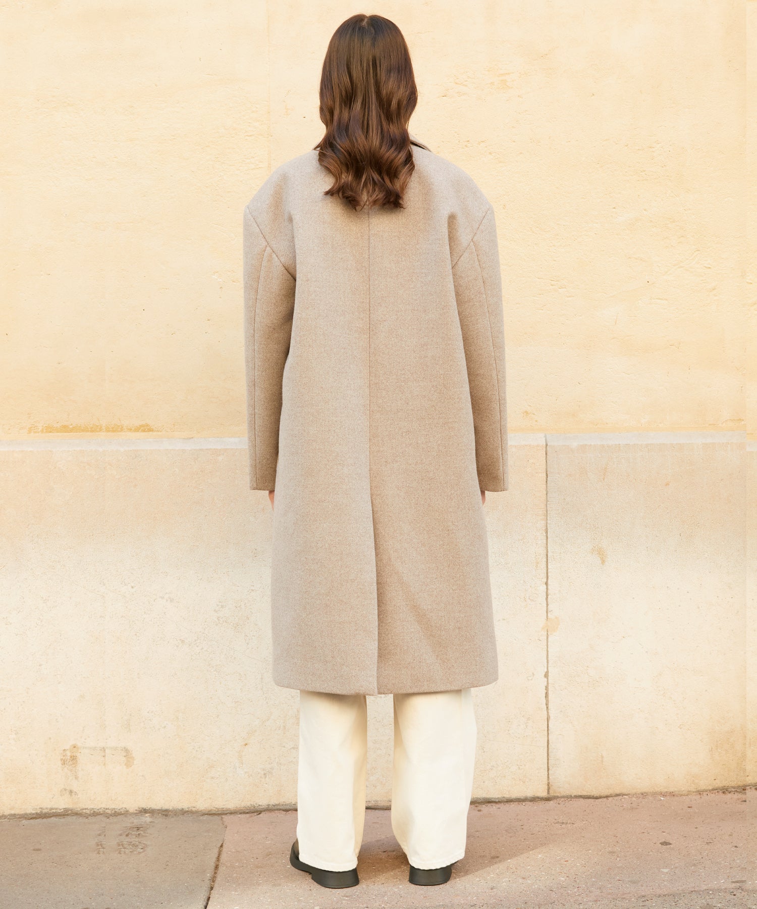 RCH wool blended oversized long coat gray