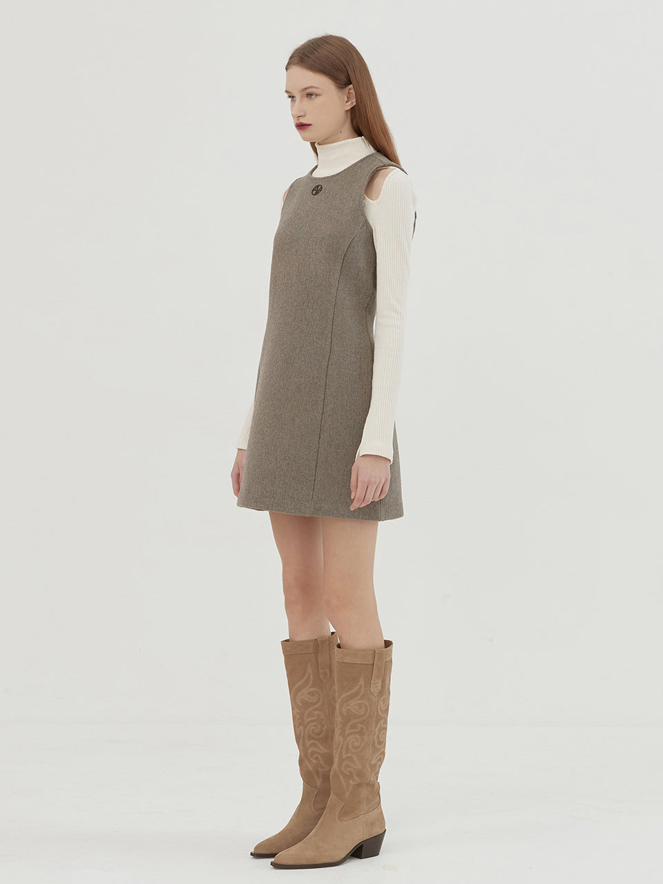 MINIMAL SIMBOL DRESS -BEIGE GRAY