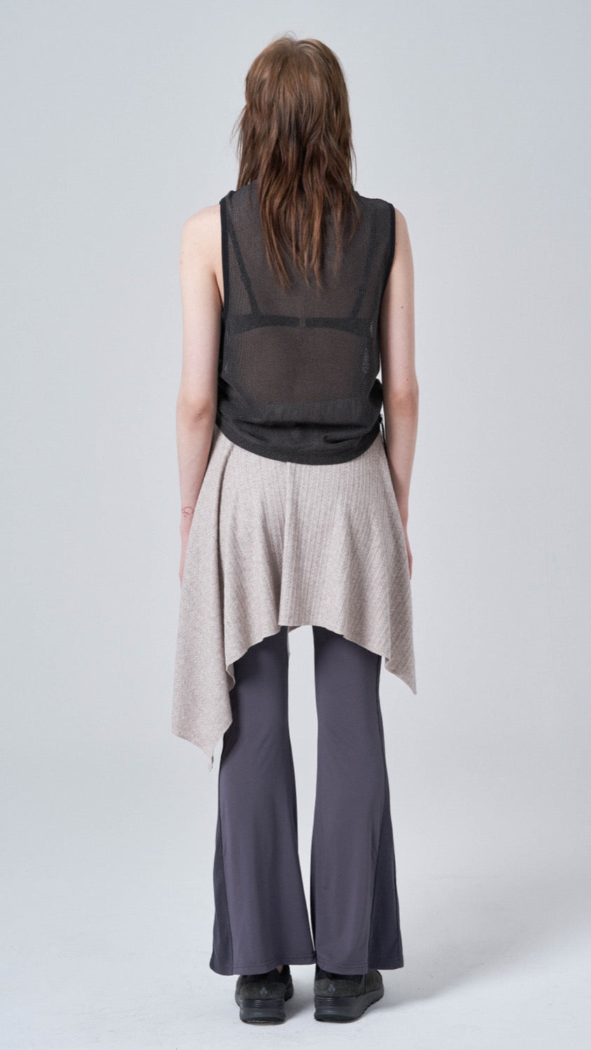 Unbalanced knit skirt_oatmeal