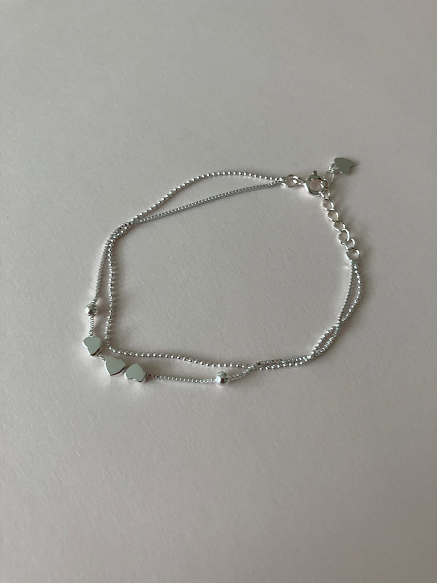 [92.5silver] triple heart bracelet