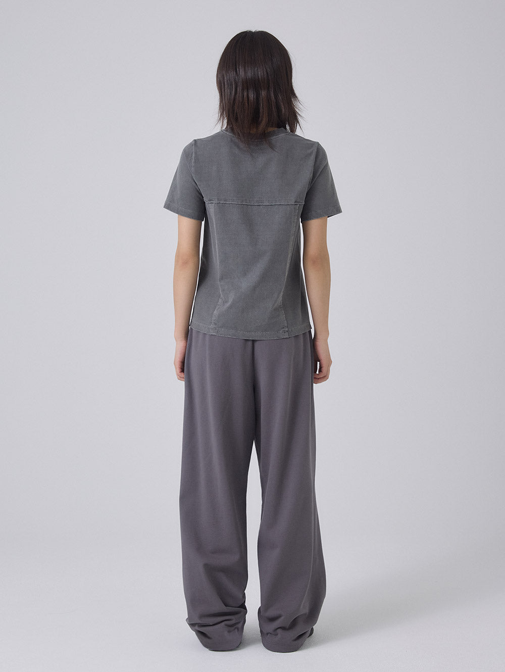 GARMENT DYED SEAM POINT T-SHIRTS [CHARCOAL]