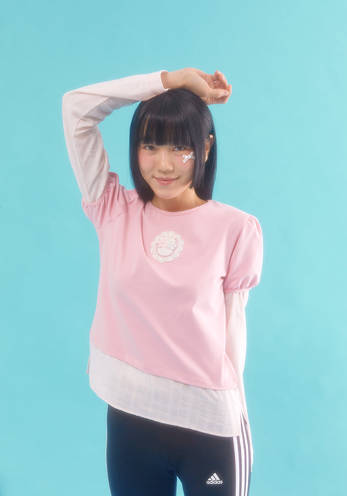 layered puff top_pink