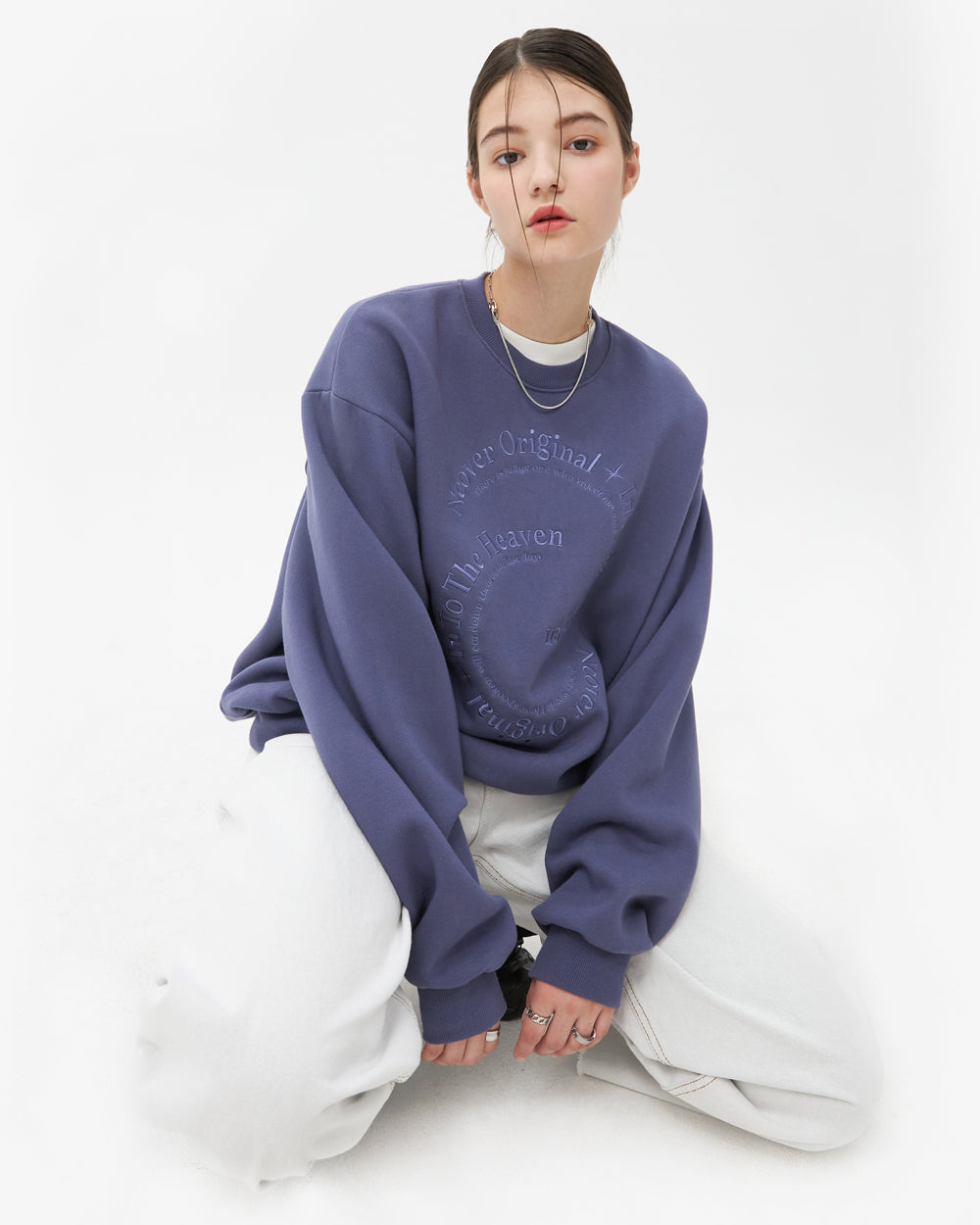 SEMICIRCLE TEXT SWEATSHIRT-PURPLE