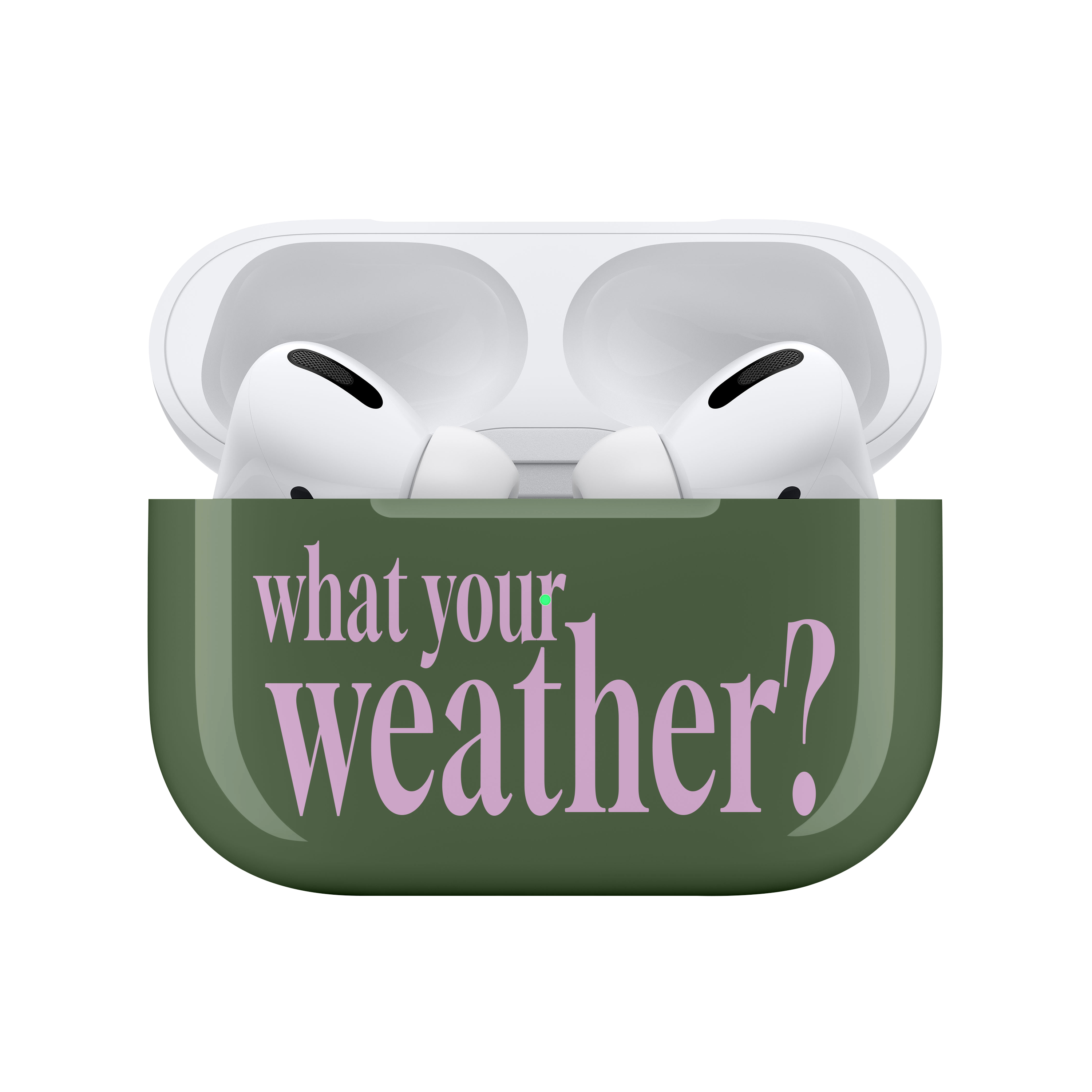 weather Airpods case-khaki(light pink)