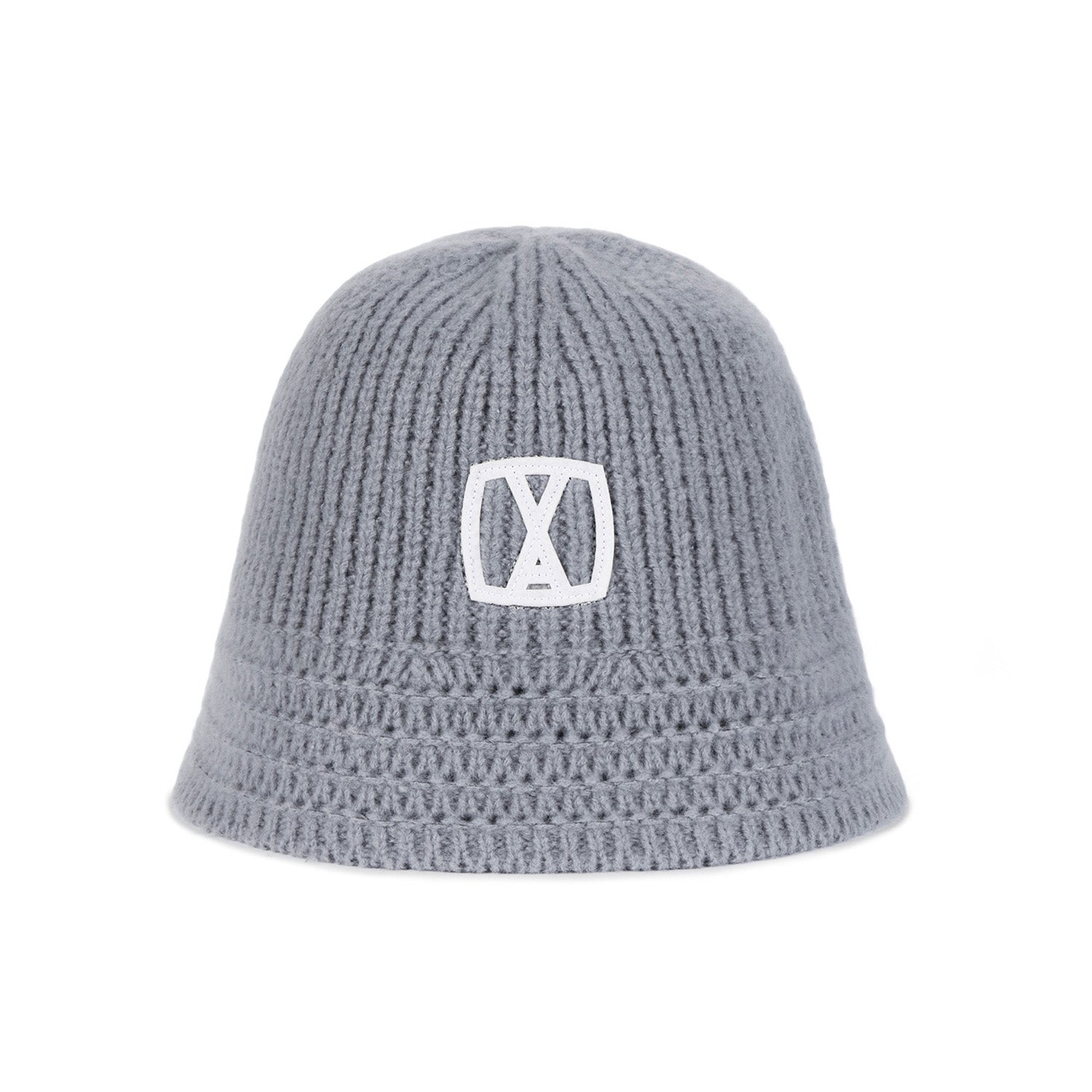 VA Square Applique Knit Bucket Hat / Gray