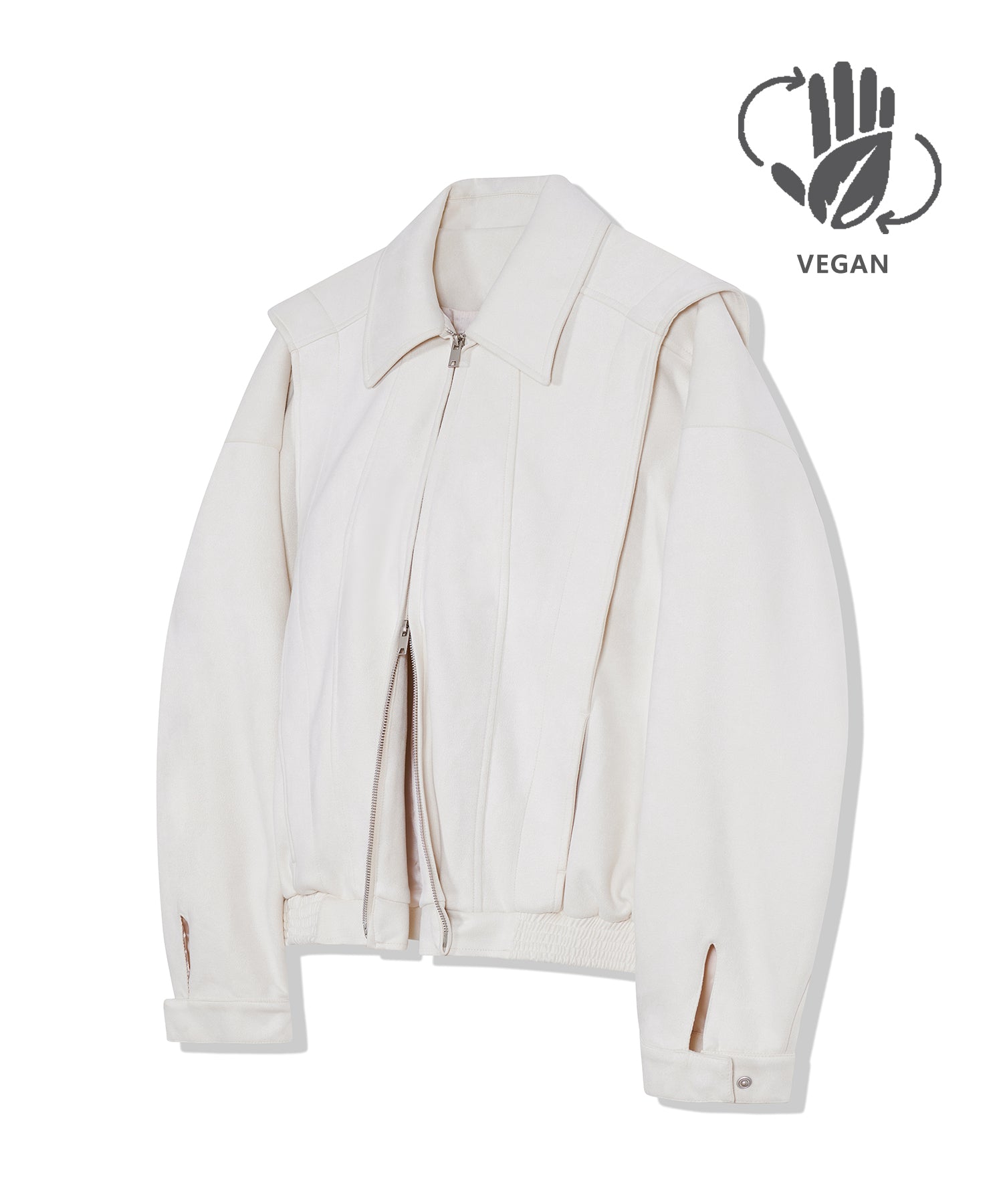 87-STAN029 [Vegan Suede] Multi-placket Suede Jacket Ivory