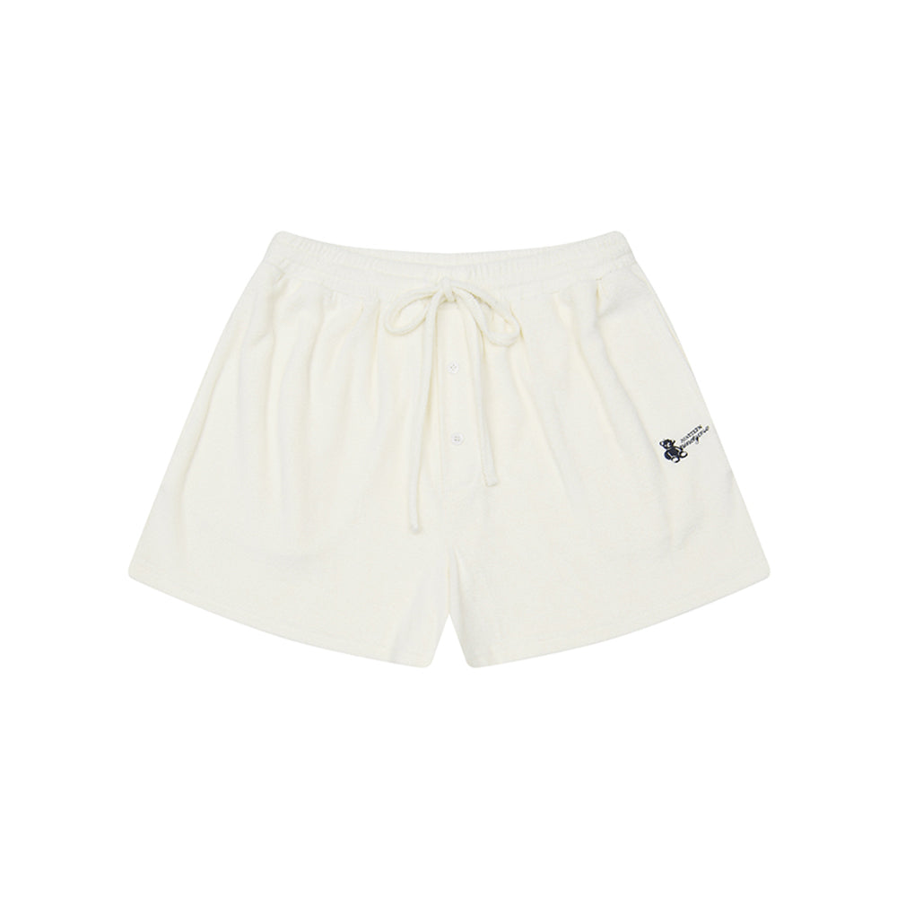 BEAR LOGO TERRY SHORTS_WHITE