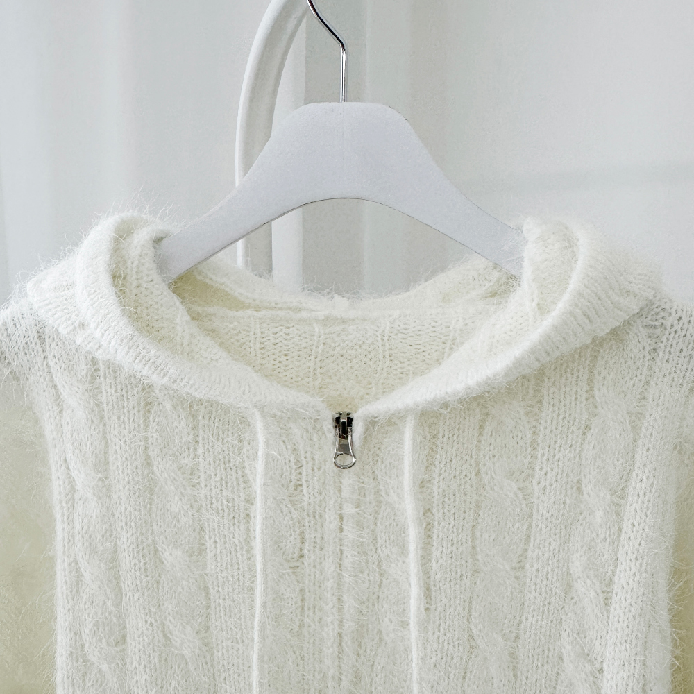 Leah Two Way Hooded Knit Zip Up