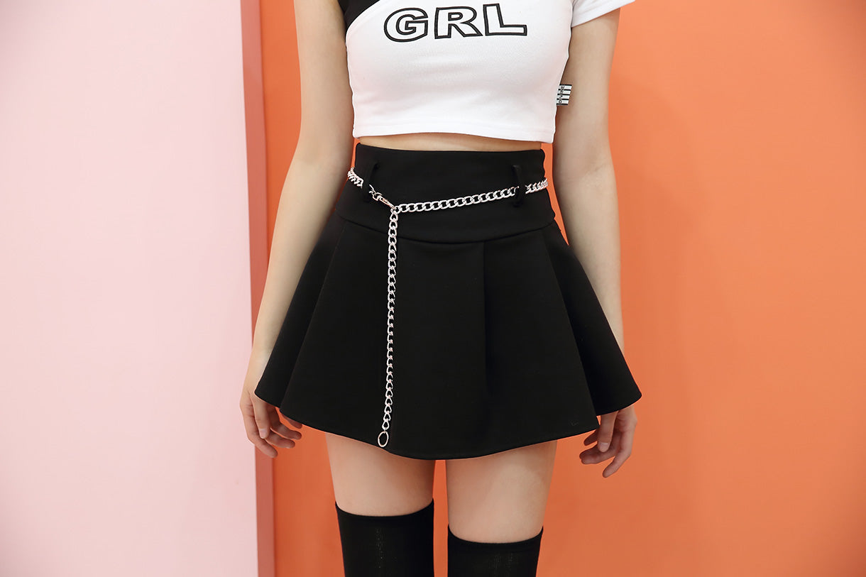 SKI(6434) chain belt skirt shorts