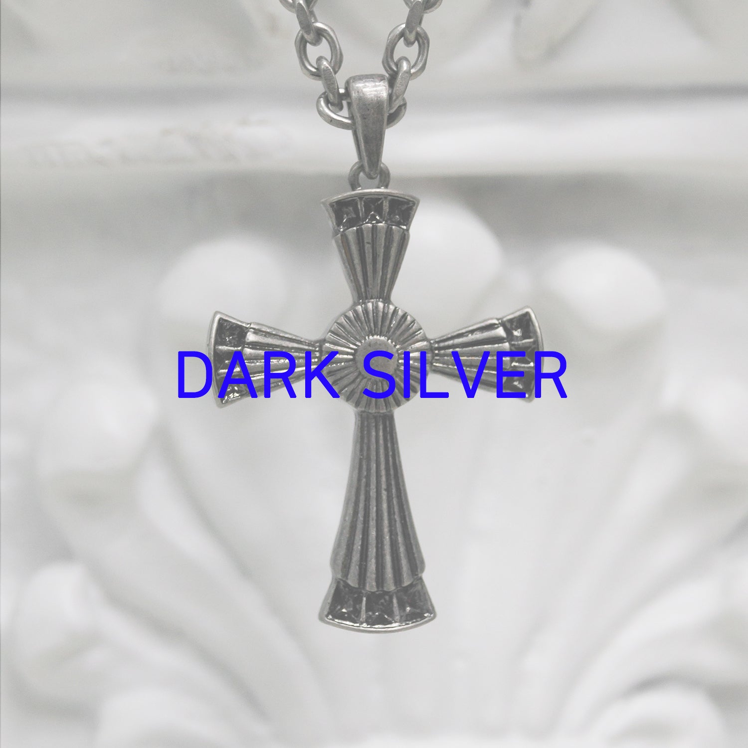 [BLESSEDBULLET] BEAMS cross II chain necklace_dark silver