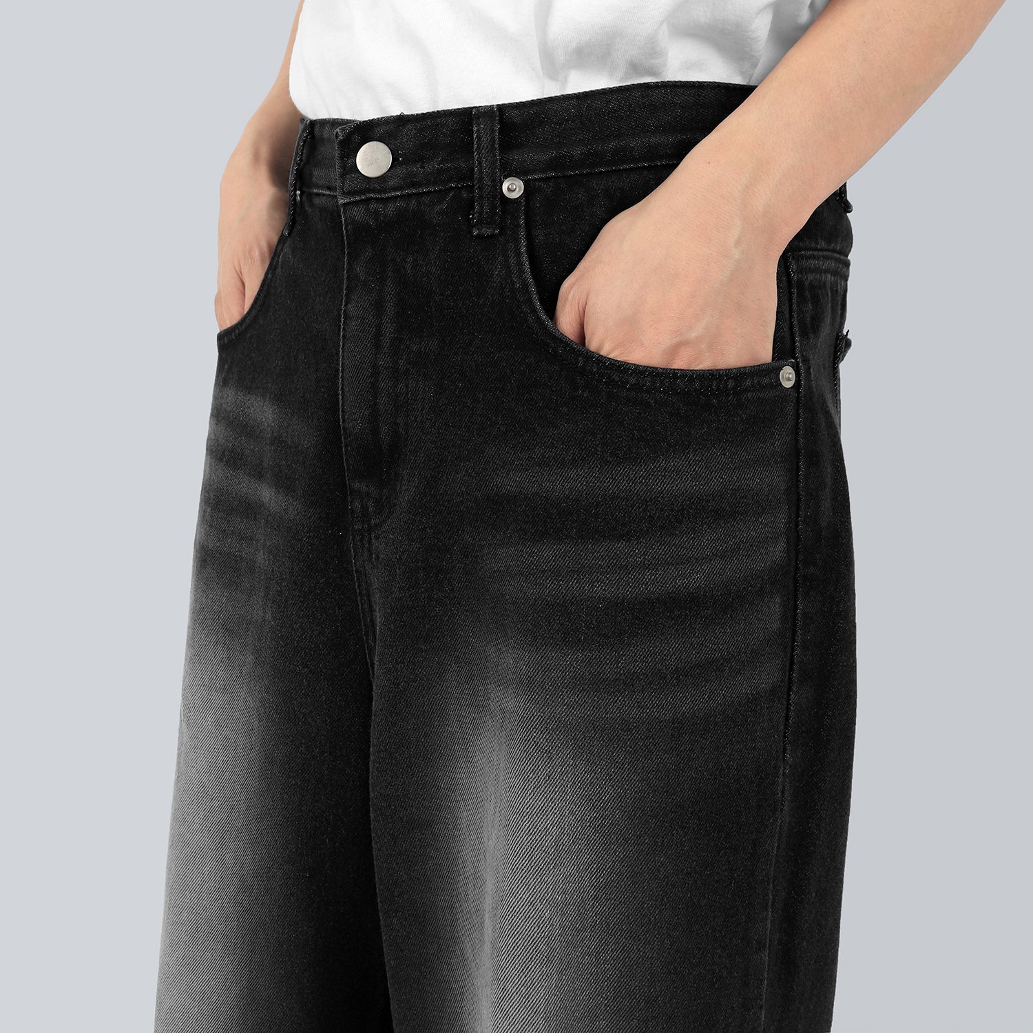 Brush Black Wide Jeans