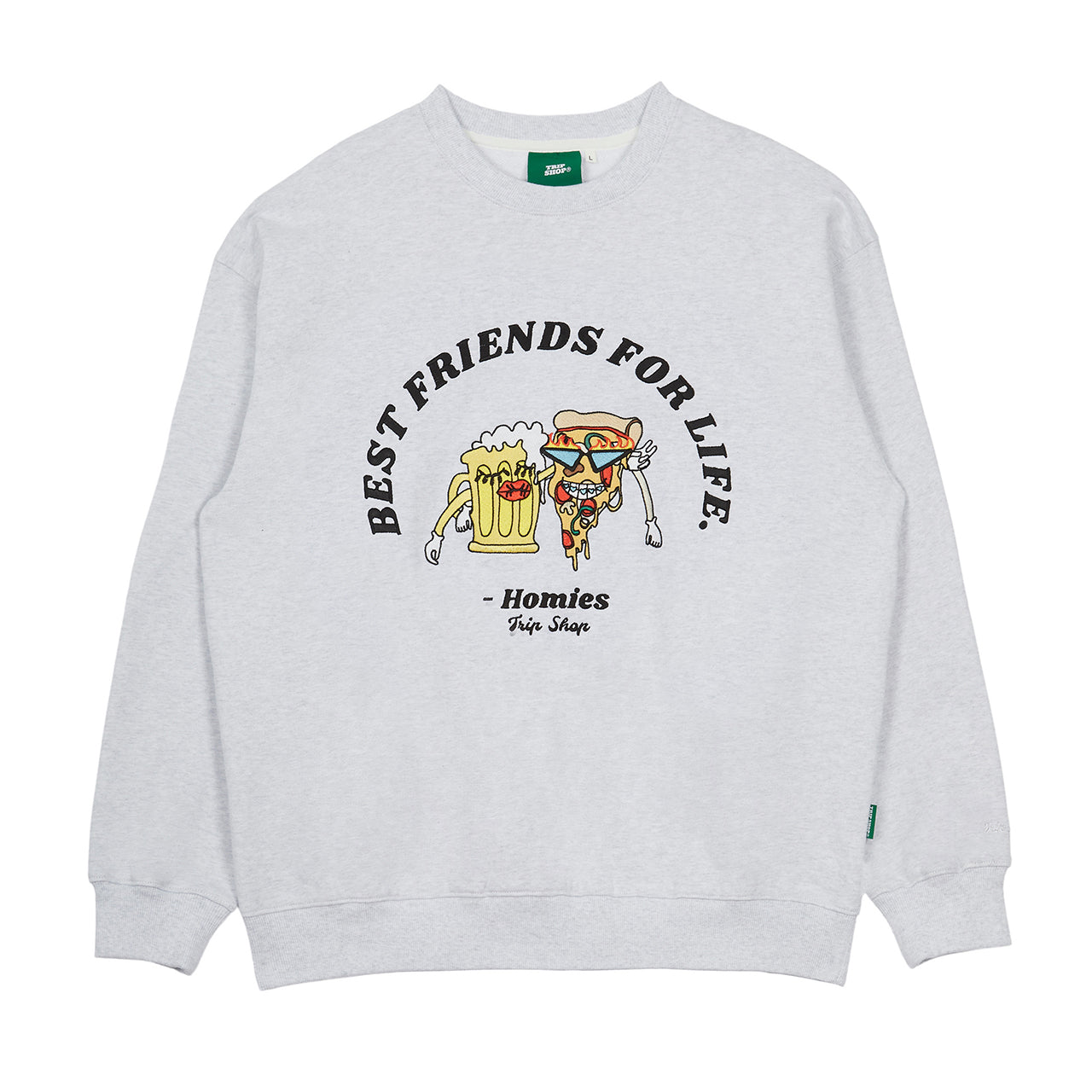 PIZZA EMBROIDERY SWEAT SHIRT (T32112S) - L.GREY