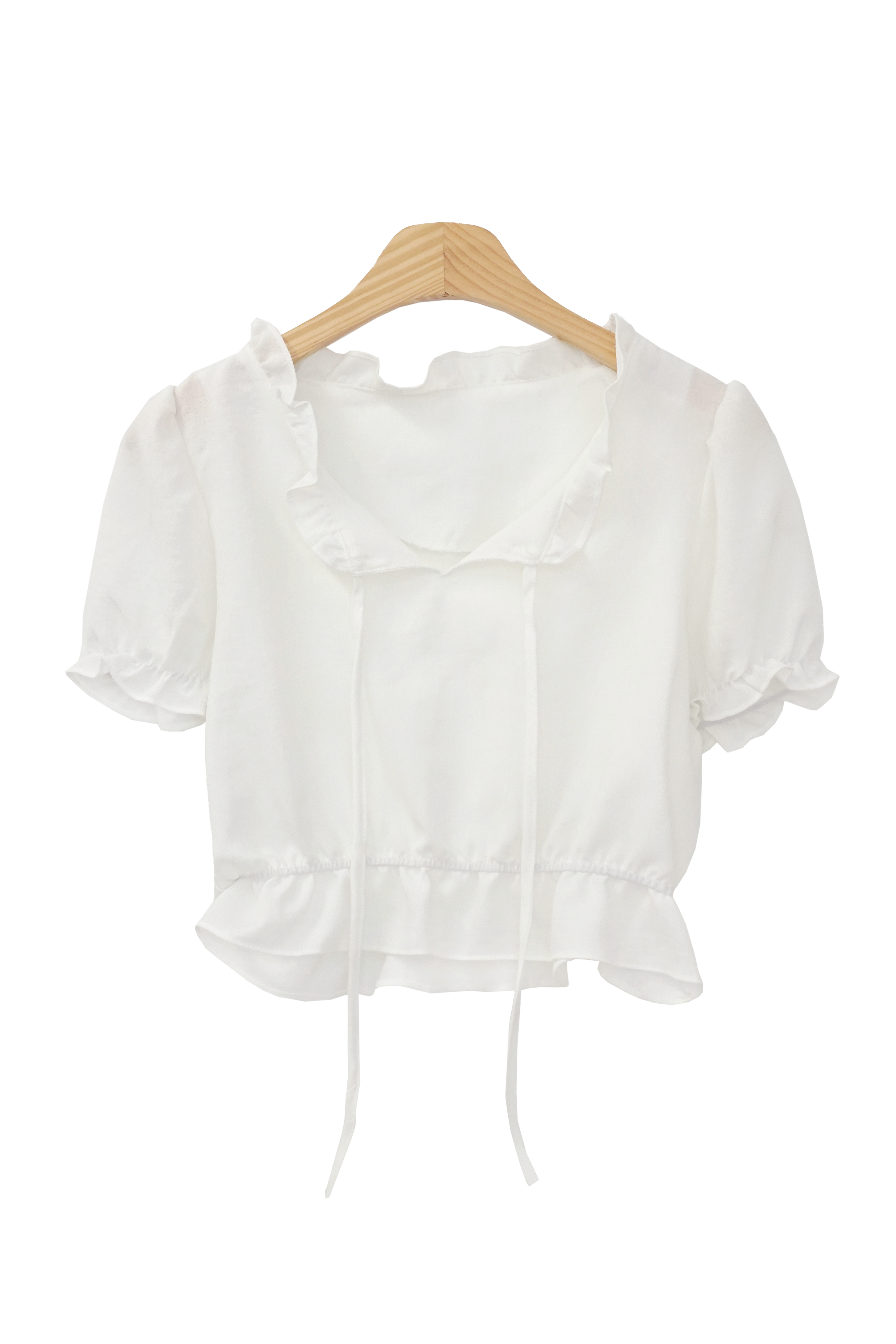 Dozen Frill Puff Summer Short-Sleeved Cropped Blouse (3 colors)