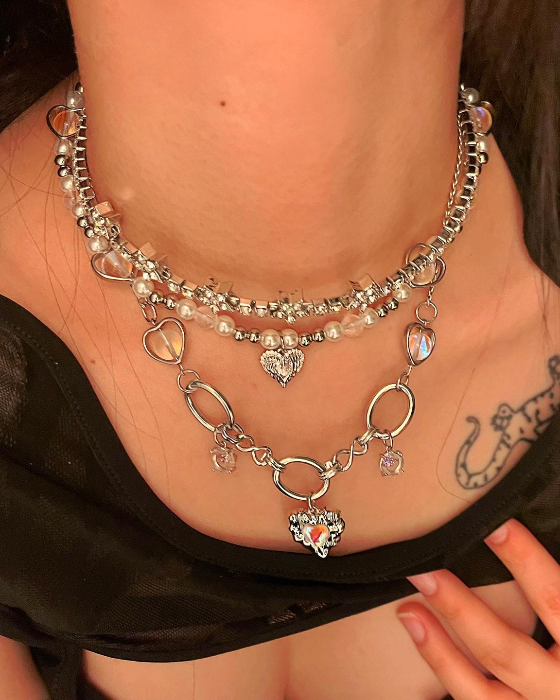 Silver star cubic choker