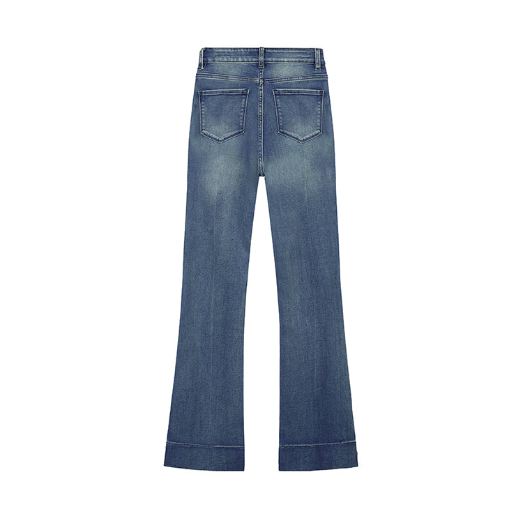 Line high bootcut denim pants