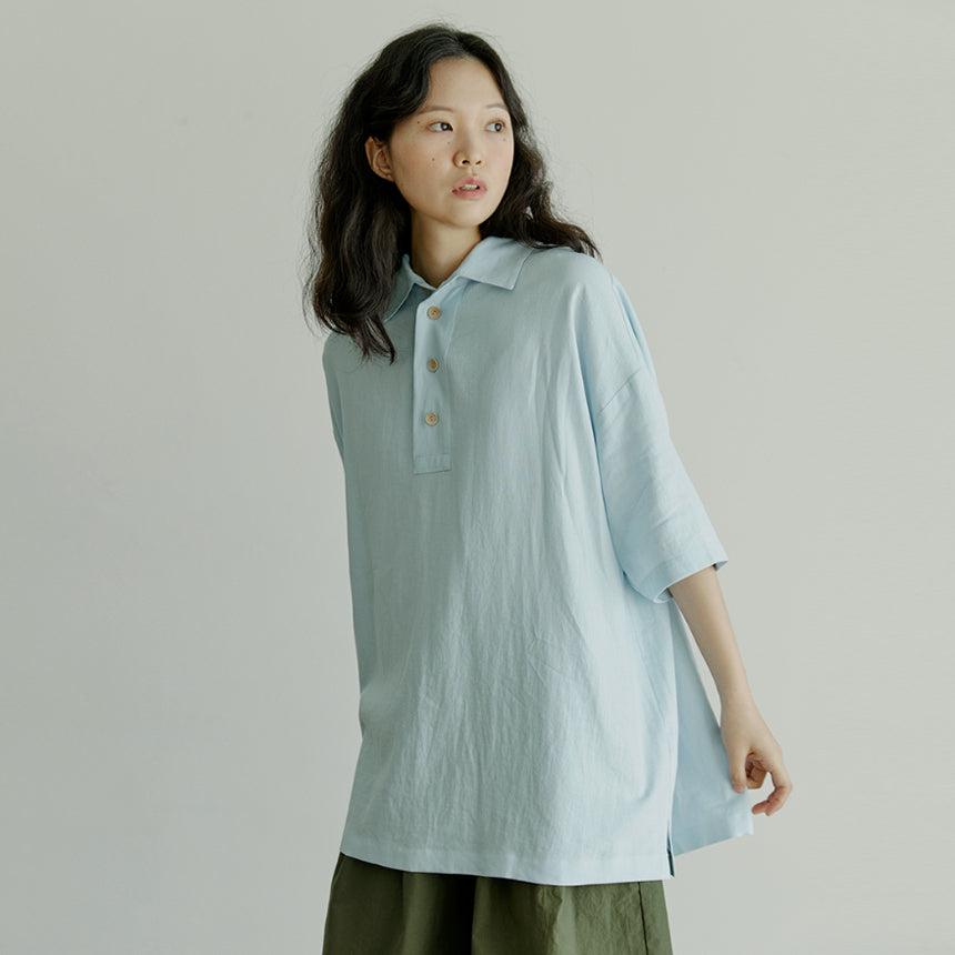 unisex half henlyneck shirts sky blue