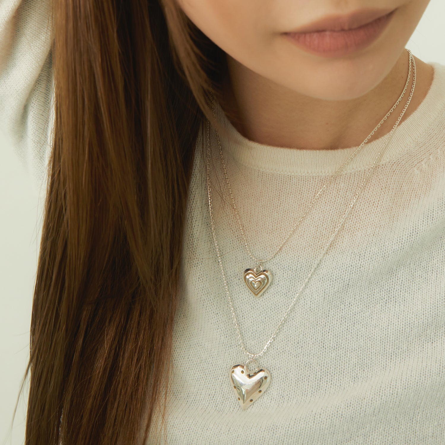 puffy double heart necklace