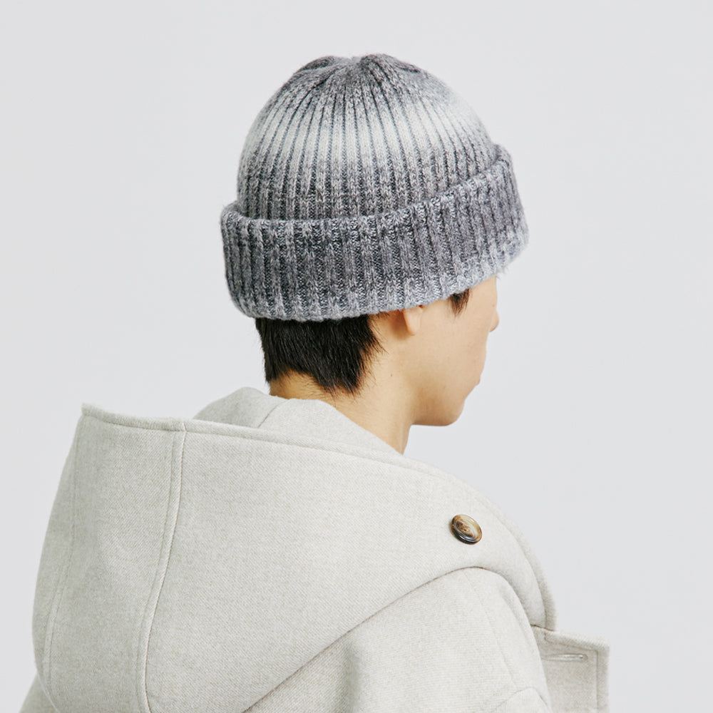 WOOL BLENDED KNIT GRADATION BEANIE GREY