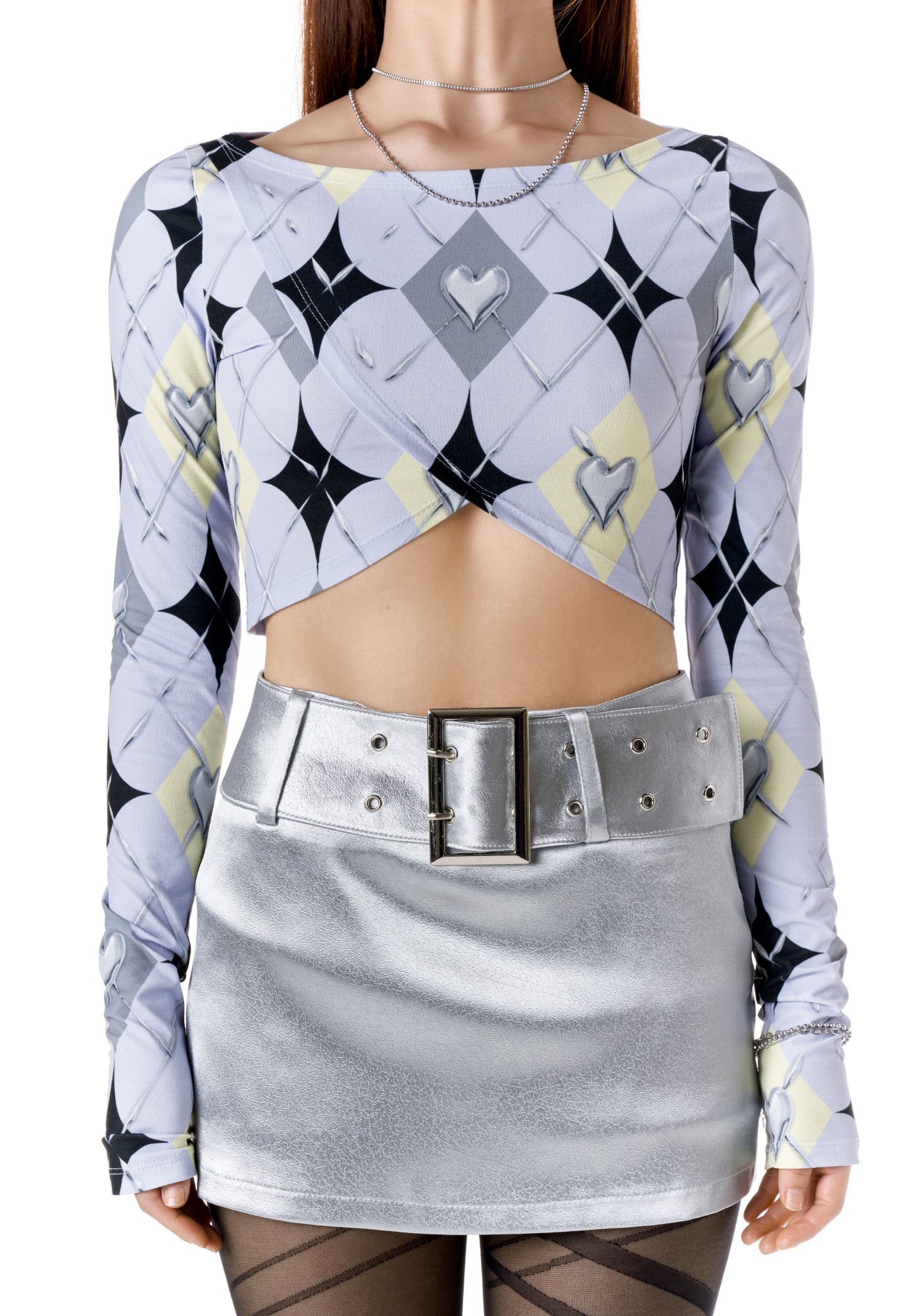 CHROME ARGYLE CROP TOP (BLUE)