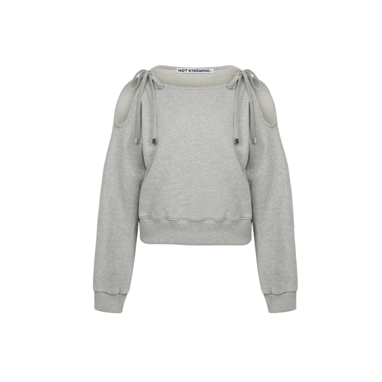 Shoulder Open Strap Sweatshirt (MELANGE GREY)