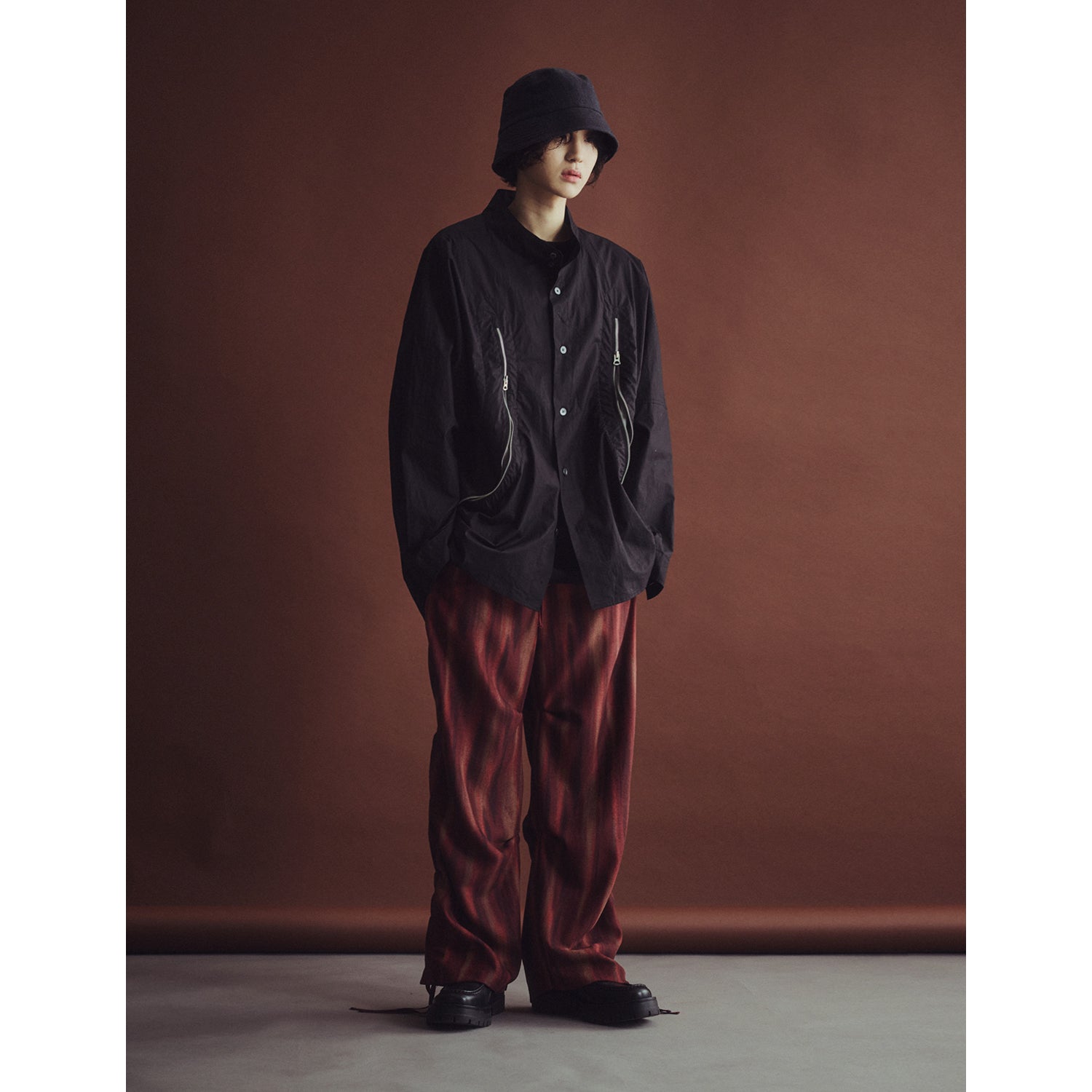 SIDE SHIRRING DOUBLE STRAP PANTS_RD