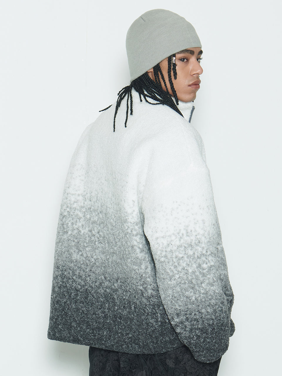 Grey Gradation Sherpa Fur Jacket