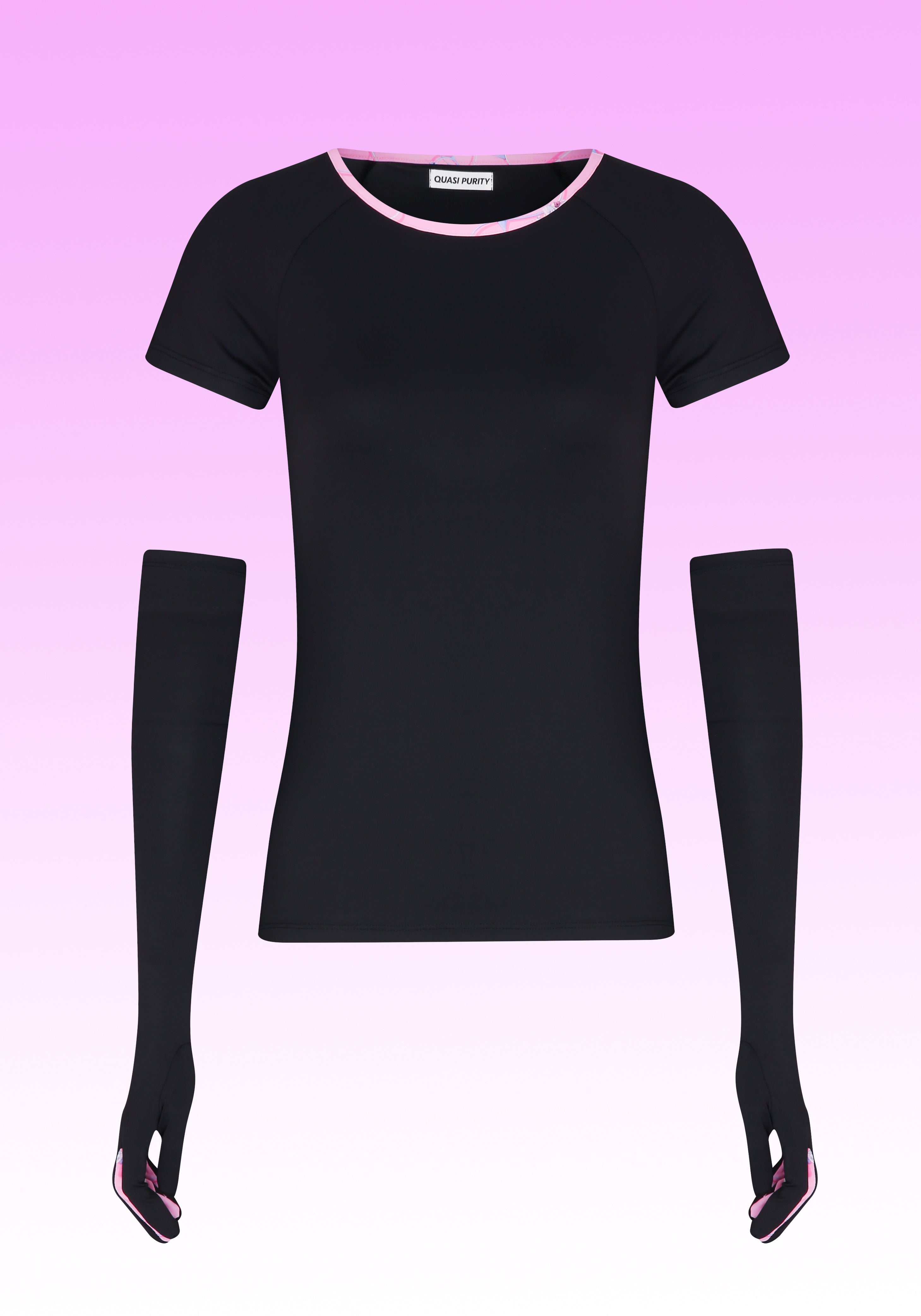 ROUND NECKLINE TOP WITH GLOVES