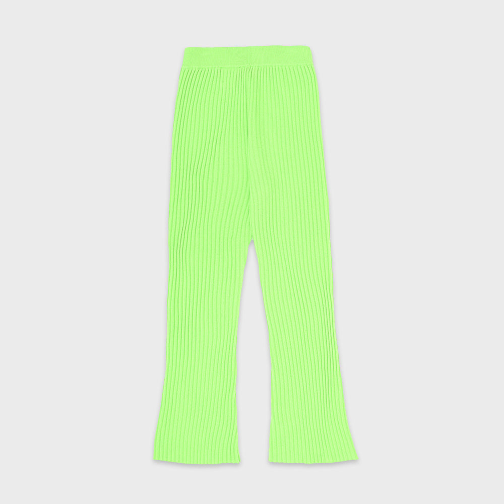 RIB FLARE PANTS_NEON GREEN